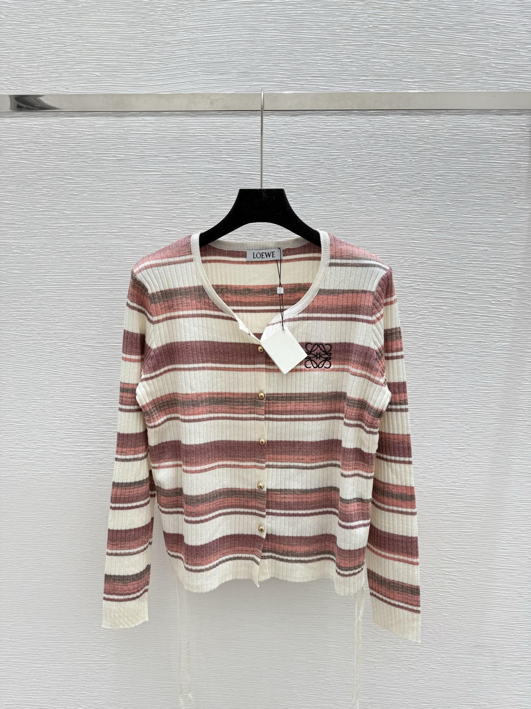 Loewe Striped Knit Cardigan: Embroidered Logo, Drawstring Design, Chic & Versatile 3 cmp i1756111302655 7397 0 1