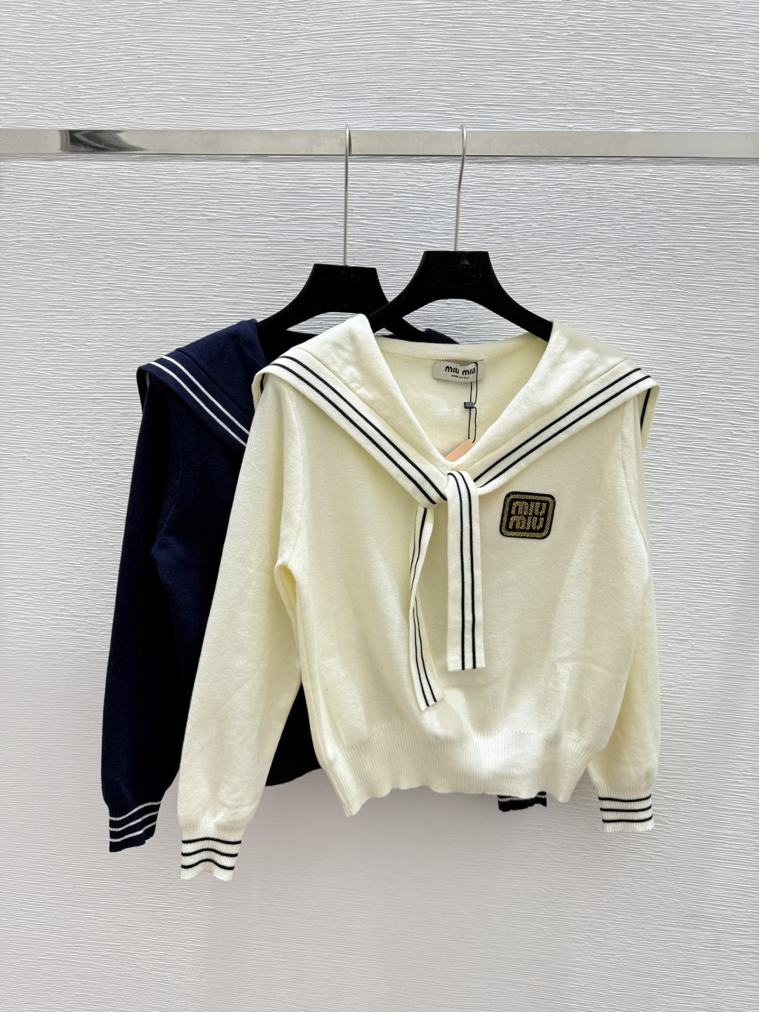 NO:478464,M Home Early Autumn New Striped Navy Collar Knitted Long Sleeve Color White Royal Blue Size 36.38.40, Alexander Wang19860909M家 早秋新款 条纹海军领针织长袖 颜色白色 宝蓝 尺码36.38.40,,alexander wang,Women's clothing