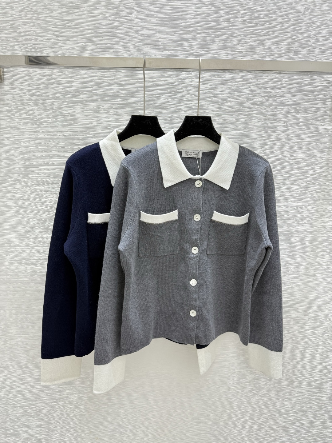 NO:481410,BC Home Early Autumn New Color Block Lapel Knitted Long Sleeve Cardigan Color Gray Royal Blue Size 36.38.40, Chanel, Alexander Wang19860909BC家 早秋新款 拼色翻领针织长袖开衫 颜色灰色 宝蓝 尺码36.38.40,,chanel,alexander wang,Women's clothing