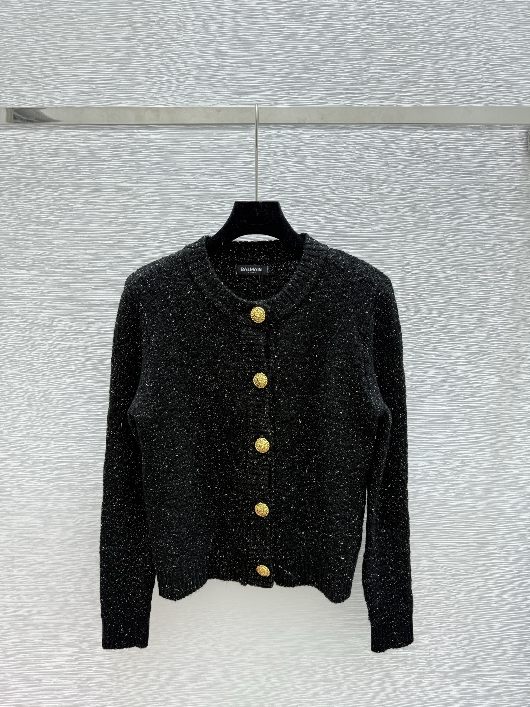NO:495698,BA Home Early Autumn New Style Gold and Silver Round Neck Knitted Long Sleeve Cardigan Color Black Size 36.38.40, Alexander Wang19860909BA家 早秋新款 金银线圆领针织长袖开衫 颜色黑色 尺码36.38.40,,alexander wang,Women's clothing