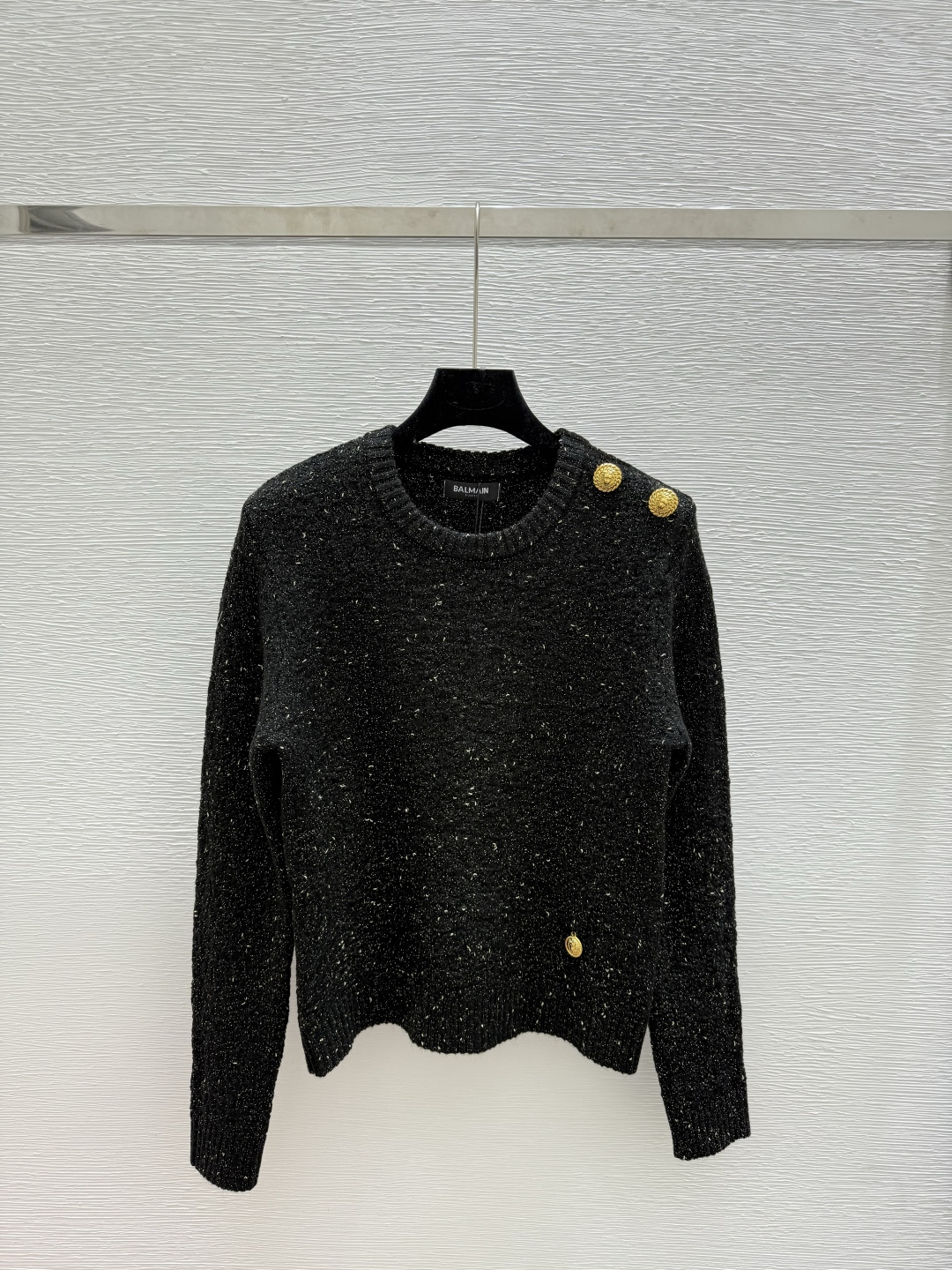 NO:495692,BA Home Early Autumn New Style Gold and Silver Round Neck Knitted Long Sleeve Color Black Size 36.38.40, Alexander Wang19860909BA家 早秋新款 金银线圆领针织长袖 颜色黑色 尺码36.38.40,,alexander wang,Women's clothing