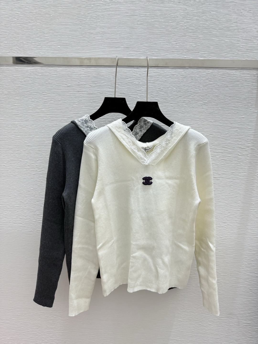 NO:495690,CH Home Early Autumn New Hooded Lace Knitted Long Sleeve Color White Gray Size 36.38.40, Hats,alexander wang19860909CH家 早秋新款 连帽蕾丝花边针织长袖 颜色白色 灰色 尺码36.38.40,,hats,alexander wang,Women's clothing
