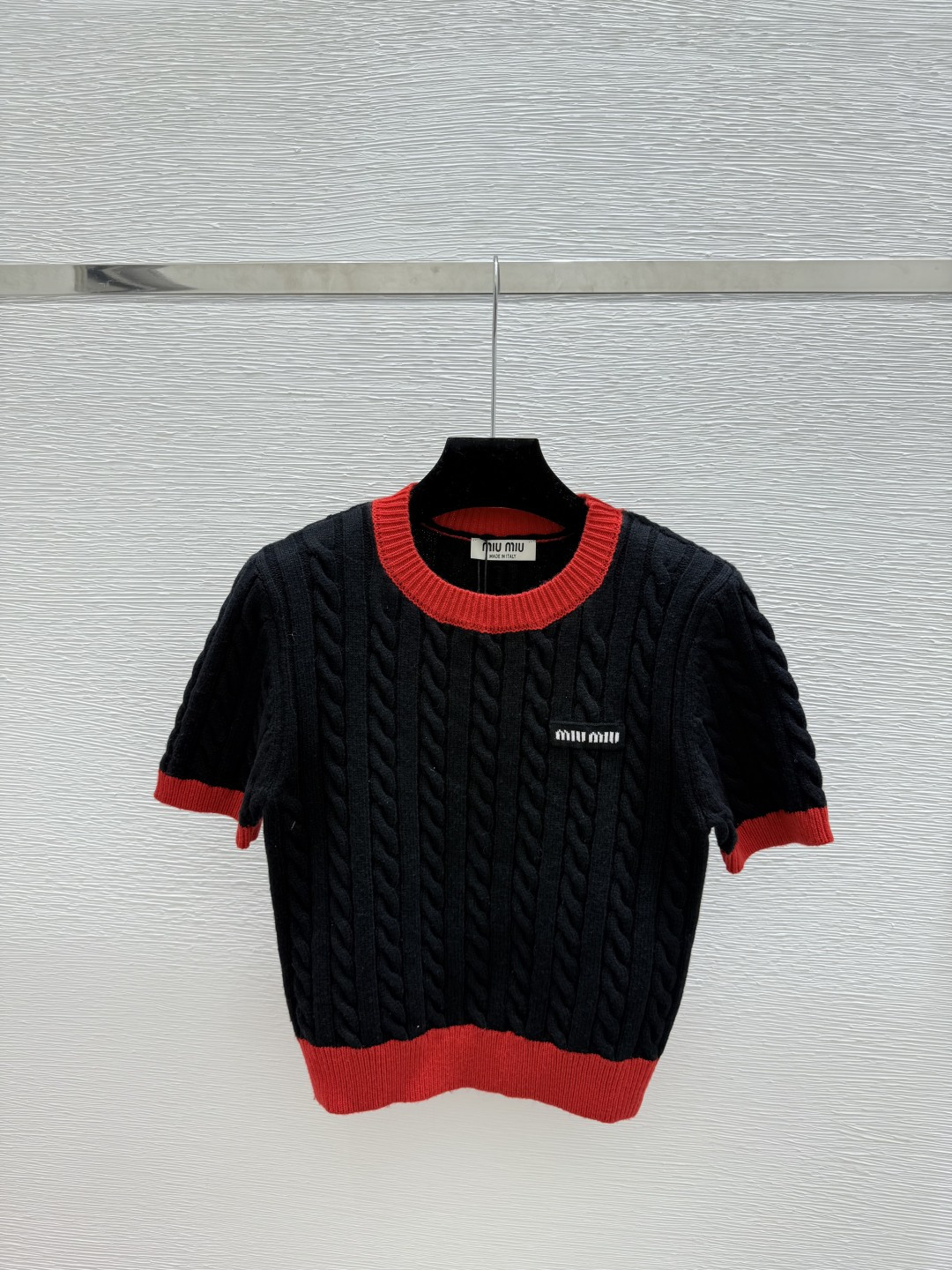 NO:499043,M Home New Summer Style Color Block Round Neck Knitted Short Sleeve Color Black Size 36.38.40, T-shirt,alexander wang19860909M家 夏季新款 拼色圆领针织短袖 颜色黑色 尺码36.38.40,,T-shirt,alexander wang,Women's clothing