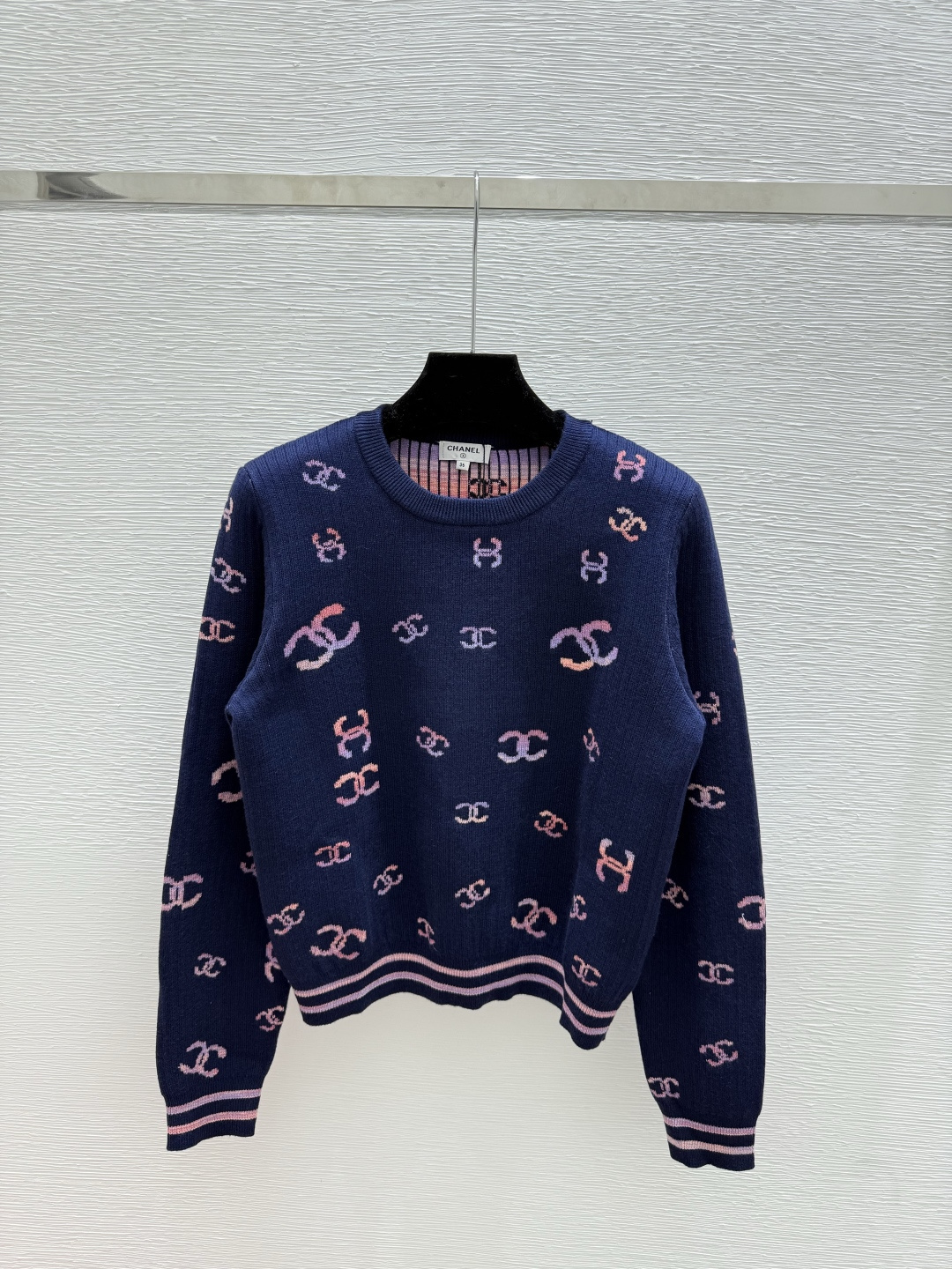 NO:499077,CH Home Early Autumn New Logo Jacquard Round Neck Knitted Long Sleeve Color Royal Blue Size 36.38.40, Alexander Wang19860909CH家 早秋新款 logo提花圆领针织长袖 颜色宝蓝 尺码36.38.40,,alexander wang,Women's clothing