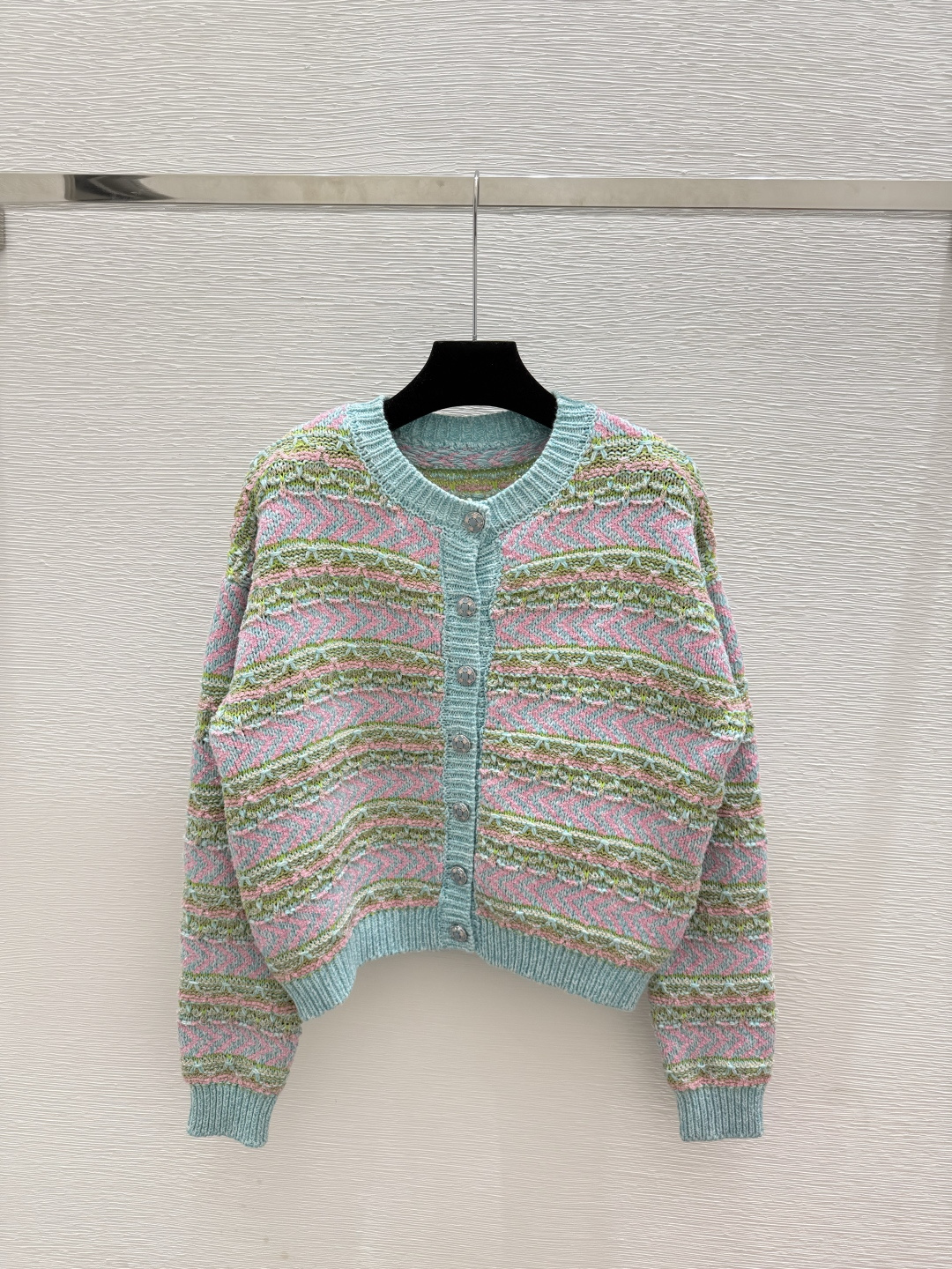 NO:502315,CH Home Early Autumn New Contrast Striped Round Neck Knitted Long Sleeve Cardigan Color Green Size 36.38.40, Alexander Wang19860909CH家 早秋新款 撞色条纹圆领针织长袖开衫 颜色绿色 尺码36.38.40,,alexander wang,Women's clothing