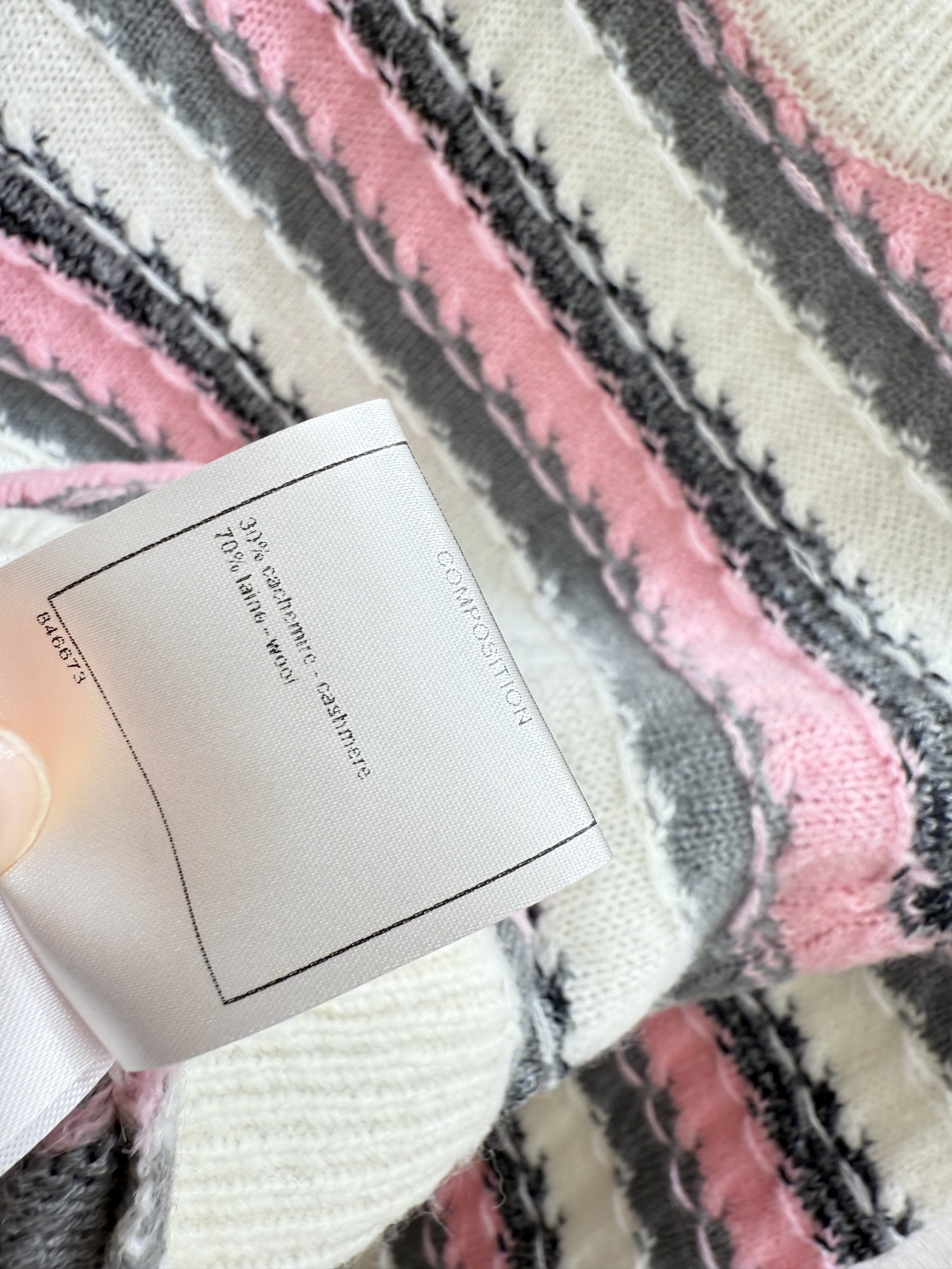 🆕CH家🆕 早秋新款 撞色条纹圆领针织长袖颜色：白色 粉色尺码：36.38.40