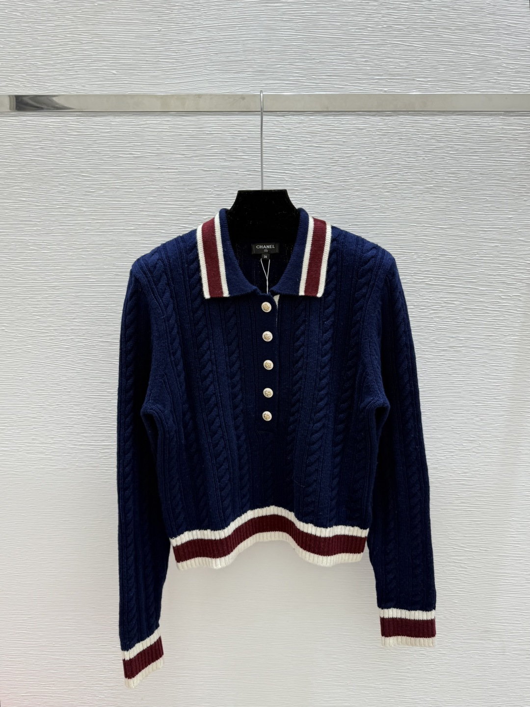 NO:506641,CH Home Early Autumn New Color Block Striped Lapel Knitted Long Sleeve Color Royal Blue Size 36.38.40, Alexander Wang19860909CH家 早秋新款 拼色条纹翻领针织长袖 颜色宝蓝 尺码36.38.40,,alexander wang,Women's clothing