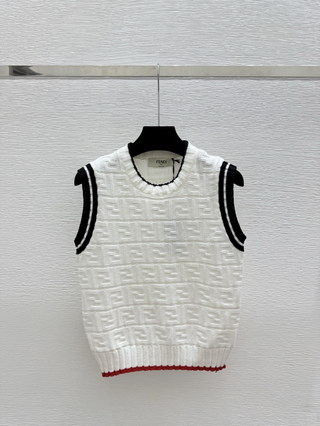 🆕F家🆕 夏季新款 老花字母圆领针织背心颜色：白色 咖啡 黑色尺码：36.38.40