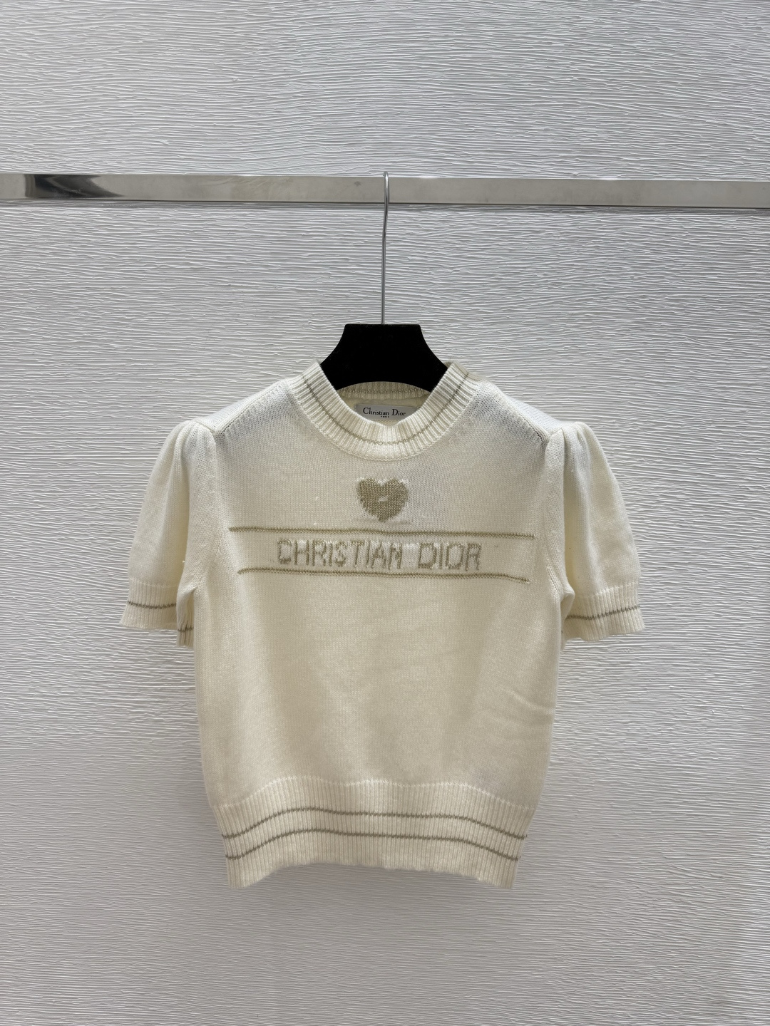 🆕D家🆕 夏季新款 爱心字母提花圆领针织短袖颜色：白色 粉色尺码：36.38.40