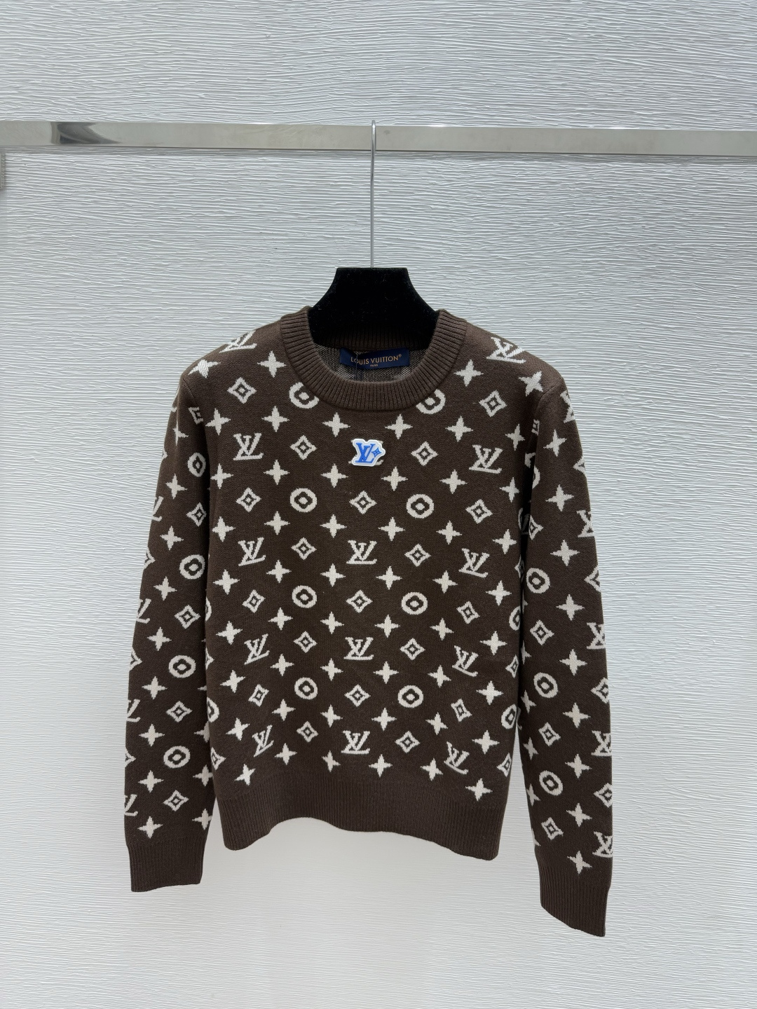 🆕L家🆕 早秋新款 老花字母圆领针织长袖颜色：咖啡 宝蓝尺码：36.38.40