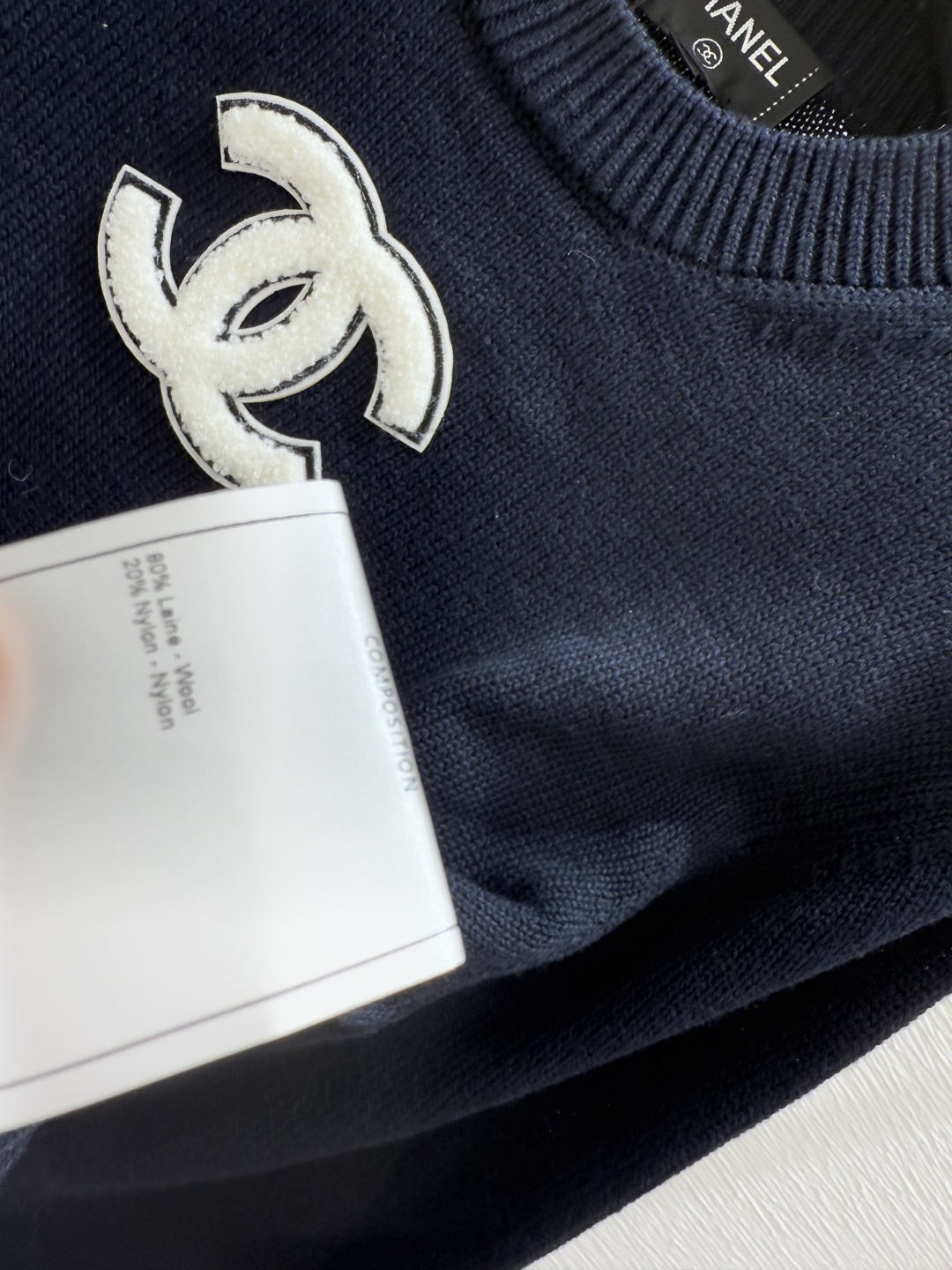 🆕CH家🆕 早秋新款 撞色字母提花圆领针织长袖颜色：宝蓝尺码：36.38.40