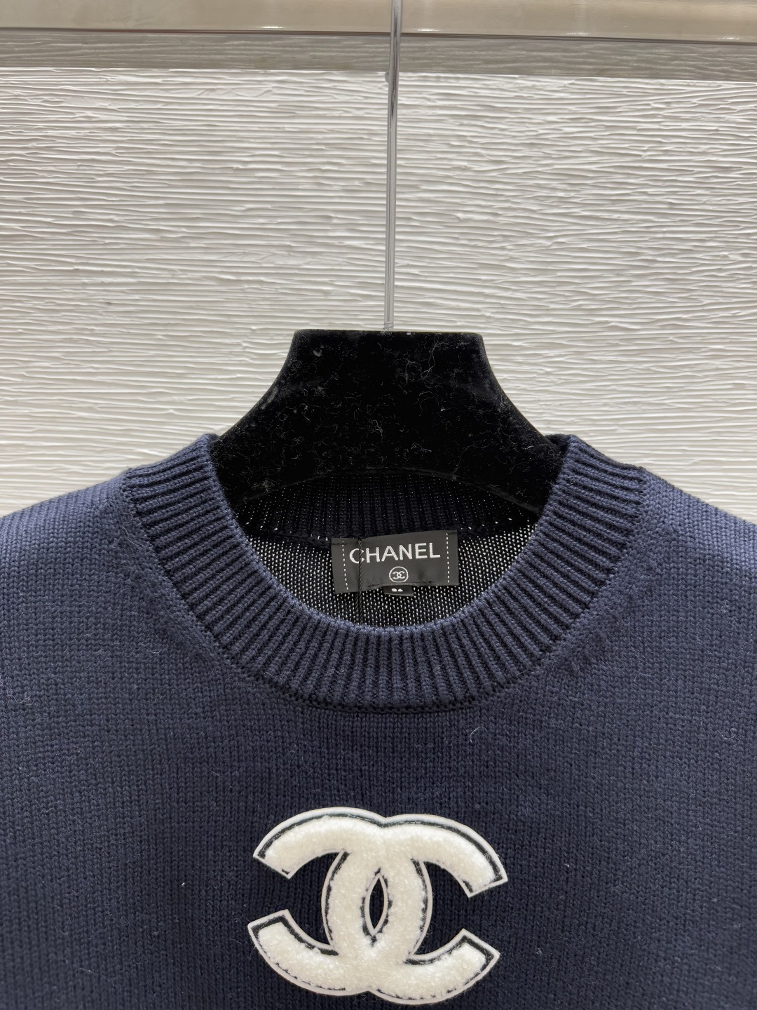 🆕CH家🆕 早秋新款 撞色字母提花圆领针织长袖颜色：宝蓝尺码：36.38.40