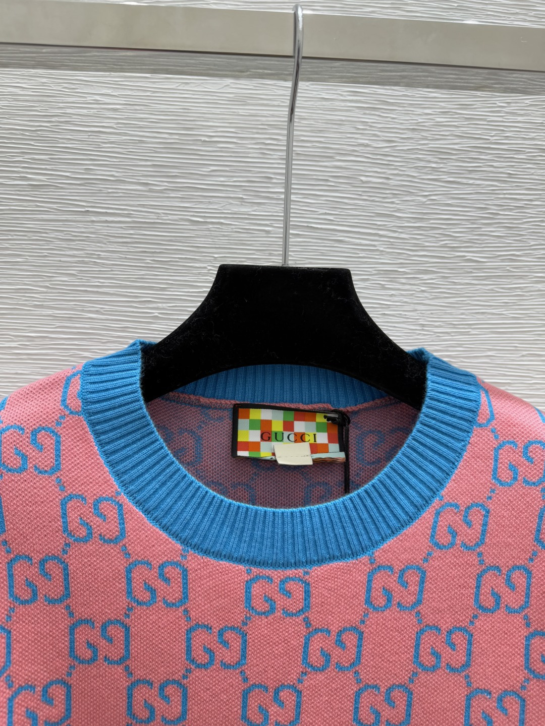 🆕G家🆕 早秋新款 撞色老花字母圆领针织长袖颜色：粉色尺码：36.38.40👉