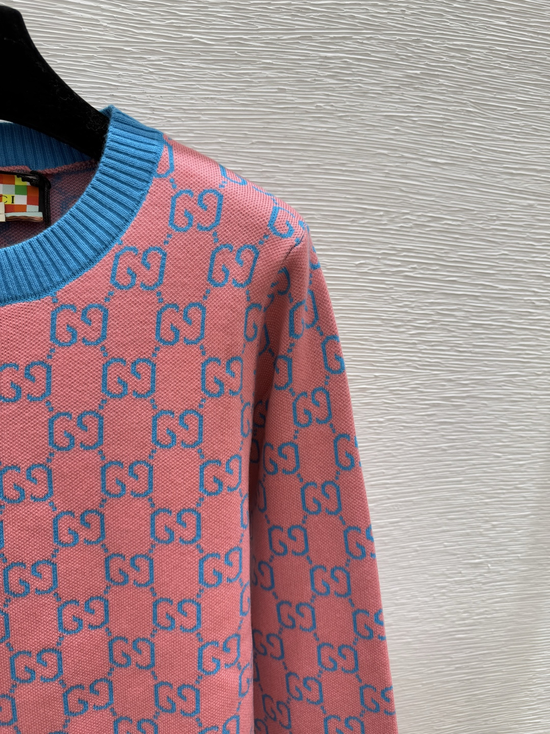 🆕G家🆕 早秋新款 撞色老花字母圆领针织长袖颜色：粉色尺码：36.38.40👉