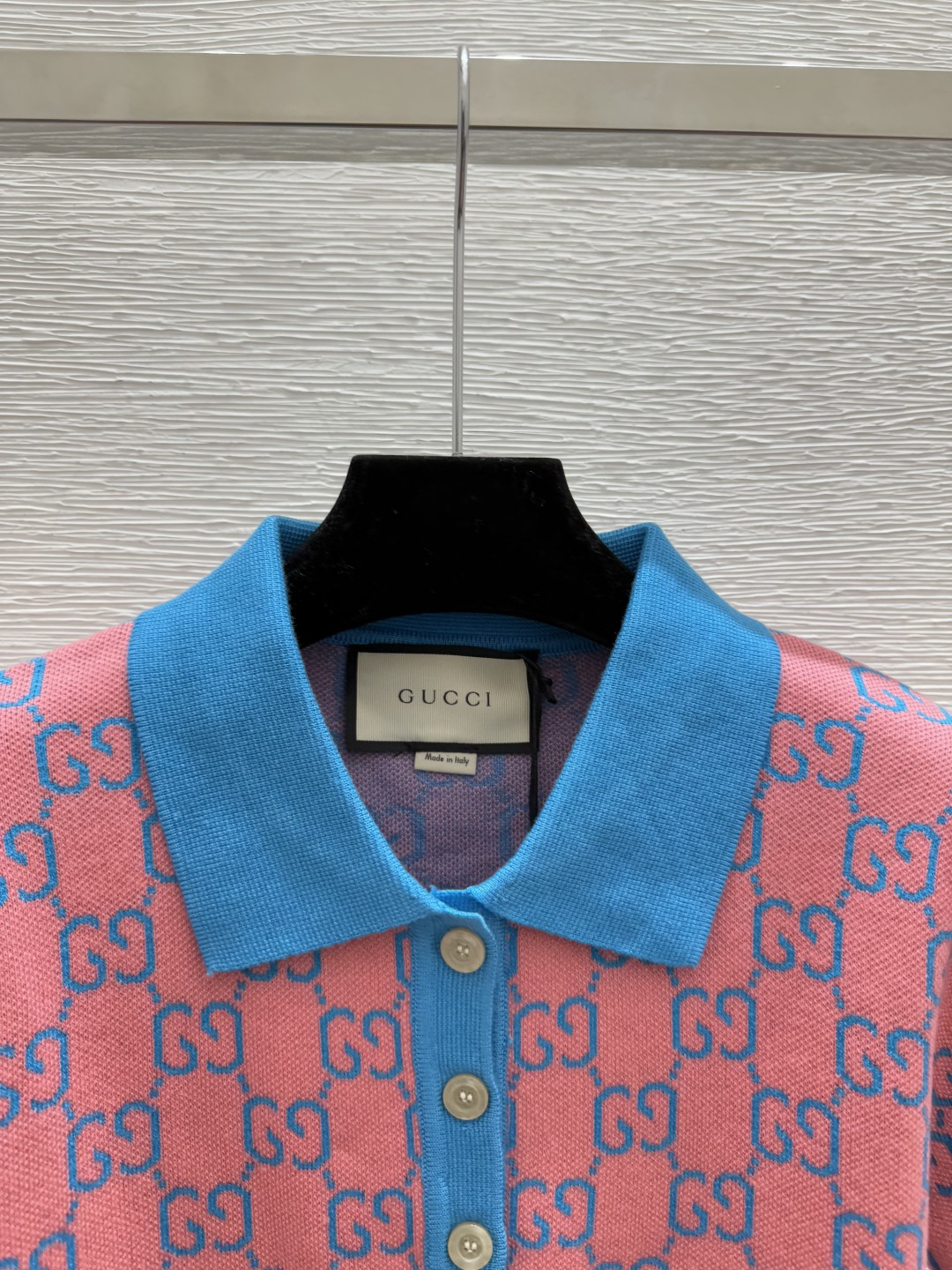 🆕G家🆕 夏季新款 撞色老花字母翻领针织短袖颜色：粉色尺码：36.38.40👉