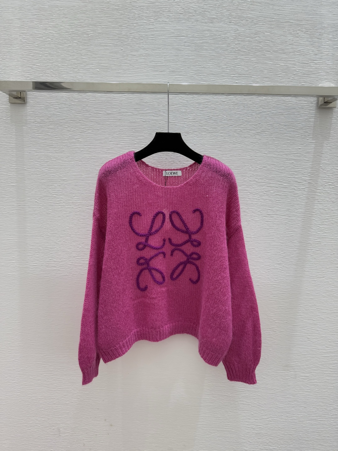 NO:592120,LO Home Early Autumn New Style Contrast Color Three-dimensional Letters Hollow Round Neck Knitted Long Sleeves Color Pink Size 36.38.40,,alexander wang19860909LO家 早秋新款 撞色立体字母镂空圆领针织长袖 颜色粉色 尺码36.38.40,,alexander wang,Women's clothing
