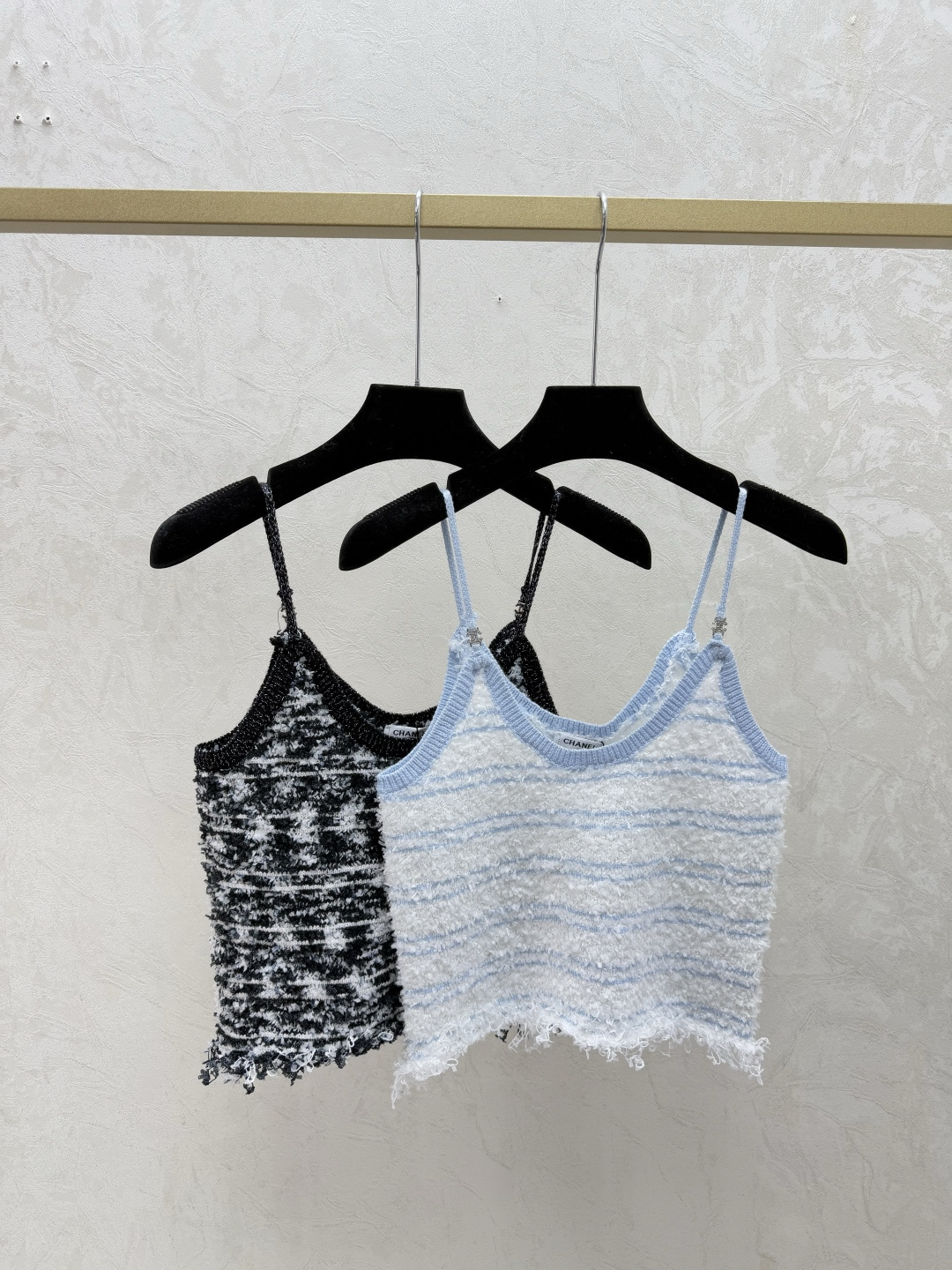 NO:663319,CH Home Early Spring New Style Contrast Color Striped Jacquard Knitted Suspender Color Blue Black Size 36.38.40,, 19860909CH家 早春新款 撞色条纹提花针织吊带 颜色蓝色 黑色 尺码36.38.40,, ,Women's clothing