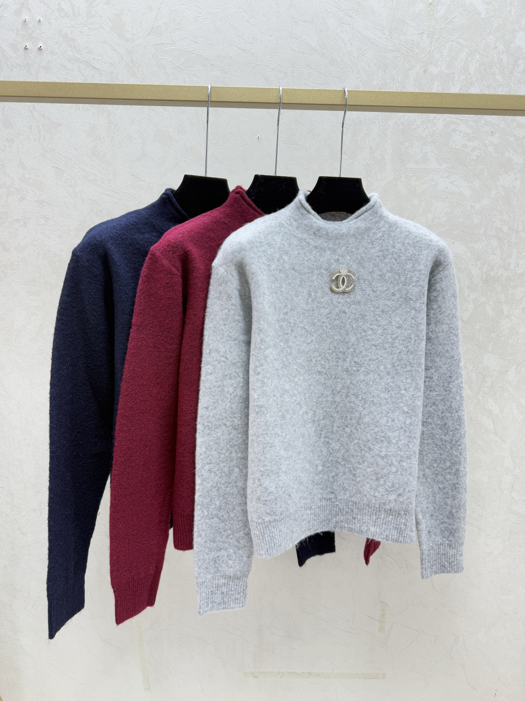 NO:663308,CH Home Early Autumn New Style Solid Color High Collar Knitted Long Sleeve Color Gray Red Royal Blue Size 36.38.40,, 19860909CH家 早秋新款 纯色高领针织长袖 颜色灰色 红色 宝蓝 尺码36.38.40,, ,Women's clothing