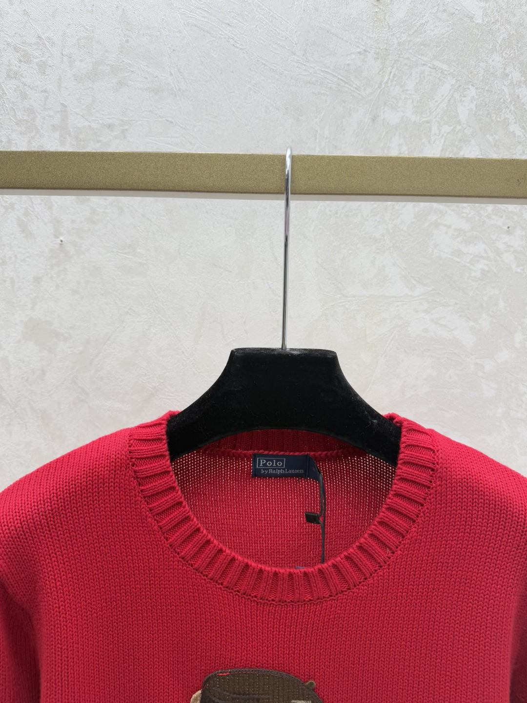 🆕PO家🆕 早秋新款 撞色小熊提花圆领针织长袖颜色：红色尺码：36.38.40👉