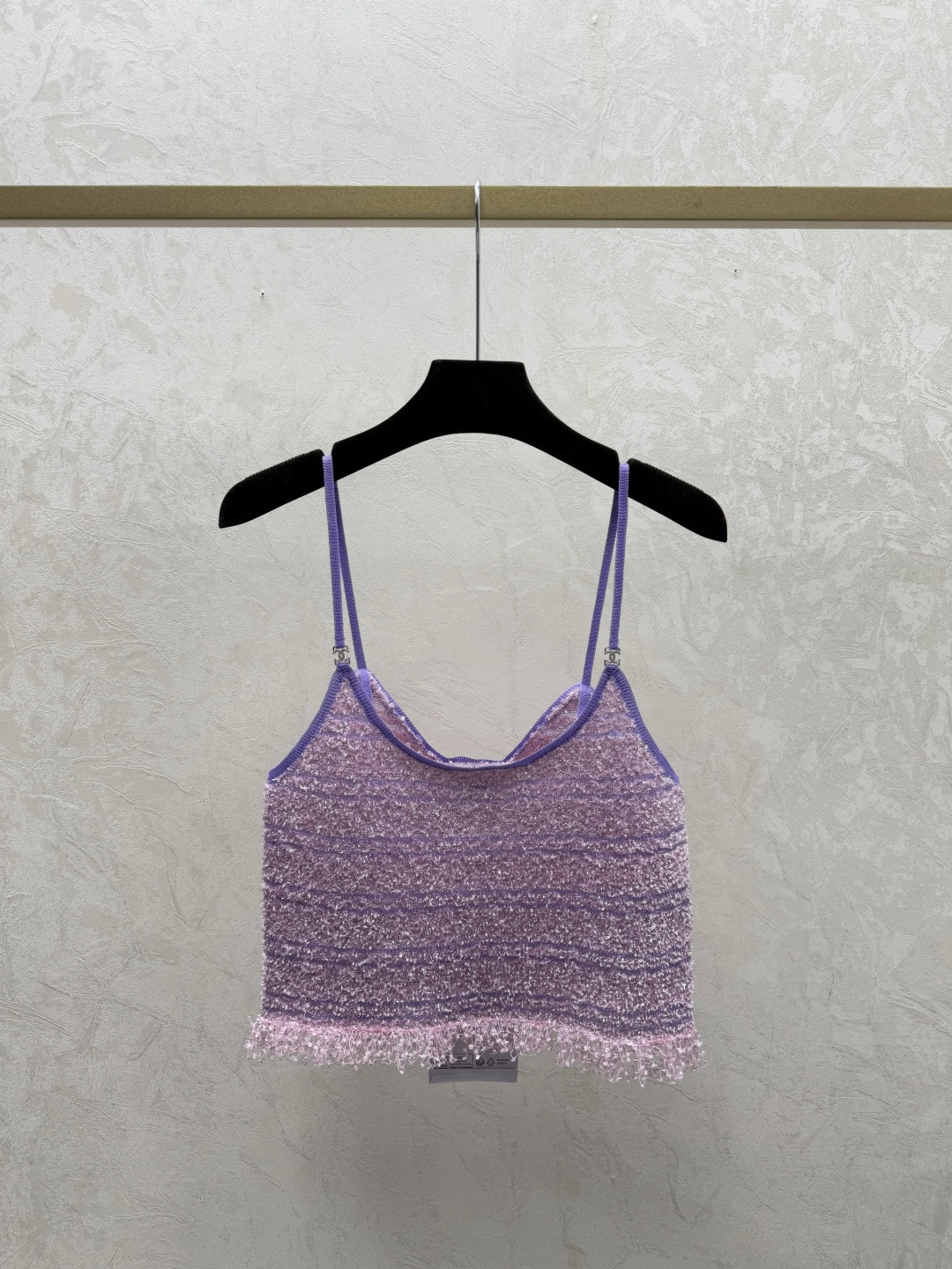 🆕CH家🆕 早秋新款 撞色提花流苏针织吊带颜色：紫色 黑色 蓝色尺码：36.38.40👉