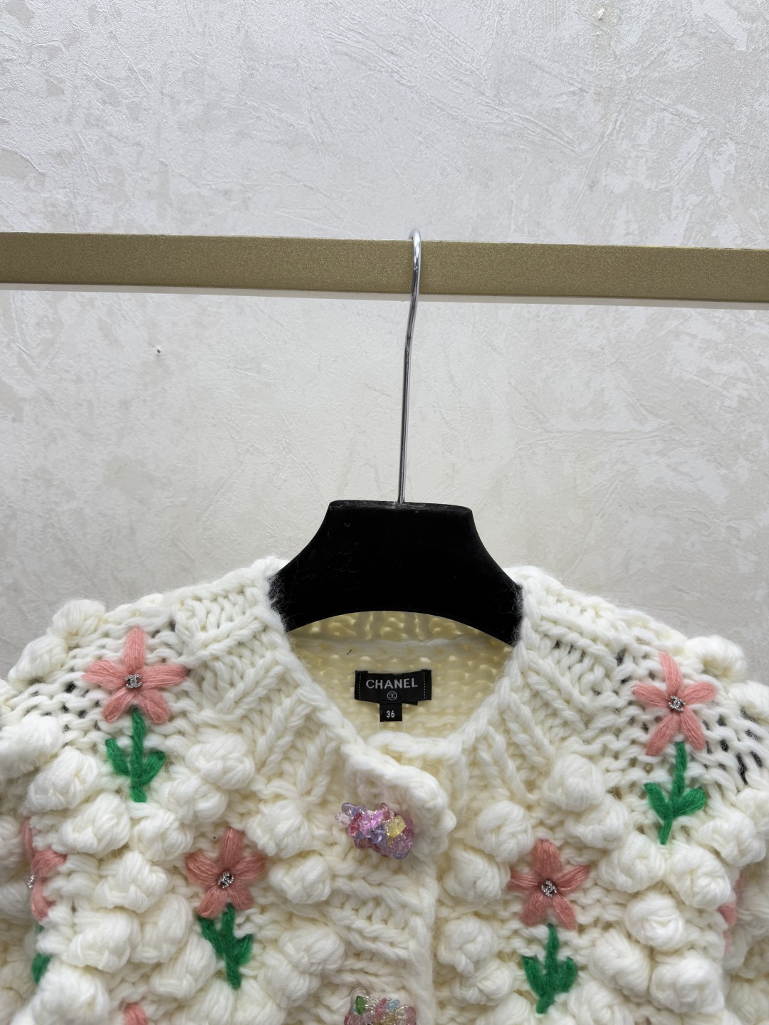Chrome Hearts CH家 早秋新款 撞色花卉立体菱格圆领针织长袖开衫