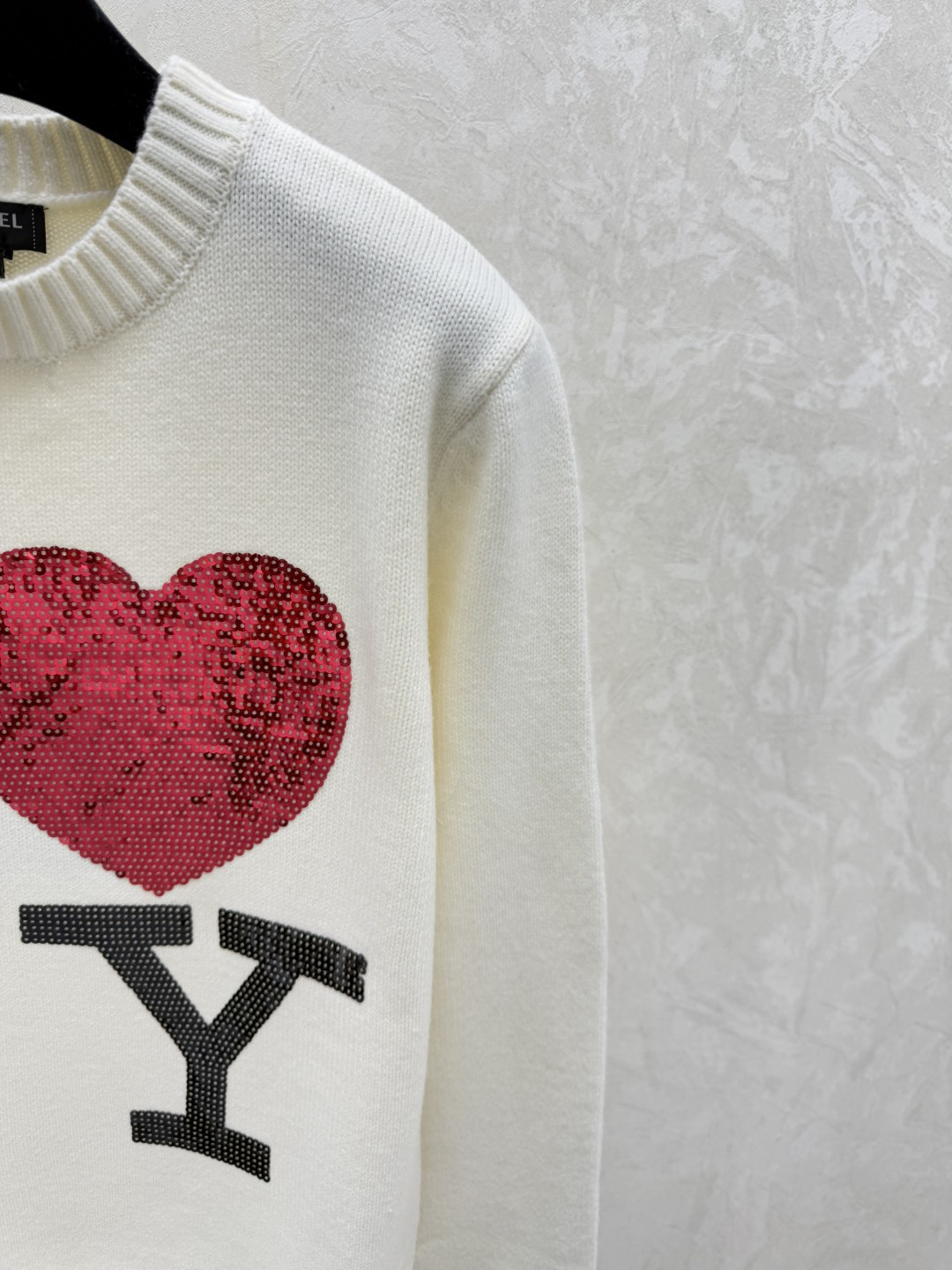 Chrome Hearts CH家 早秋新款 撞色字母珠片圆领针织长袖