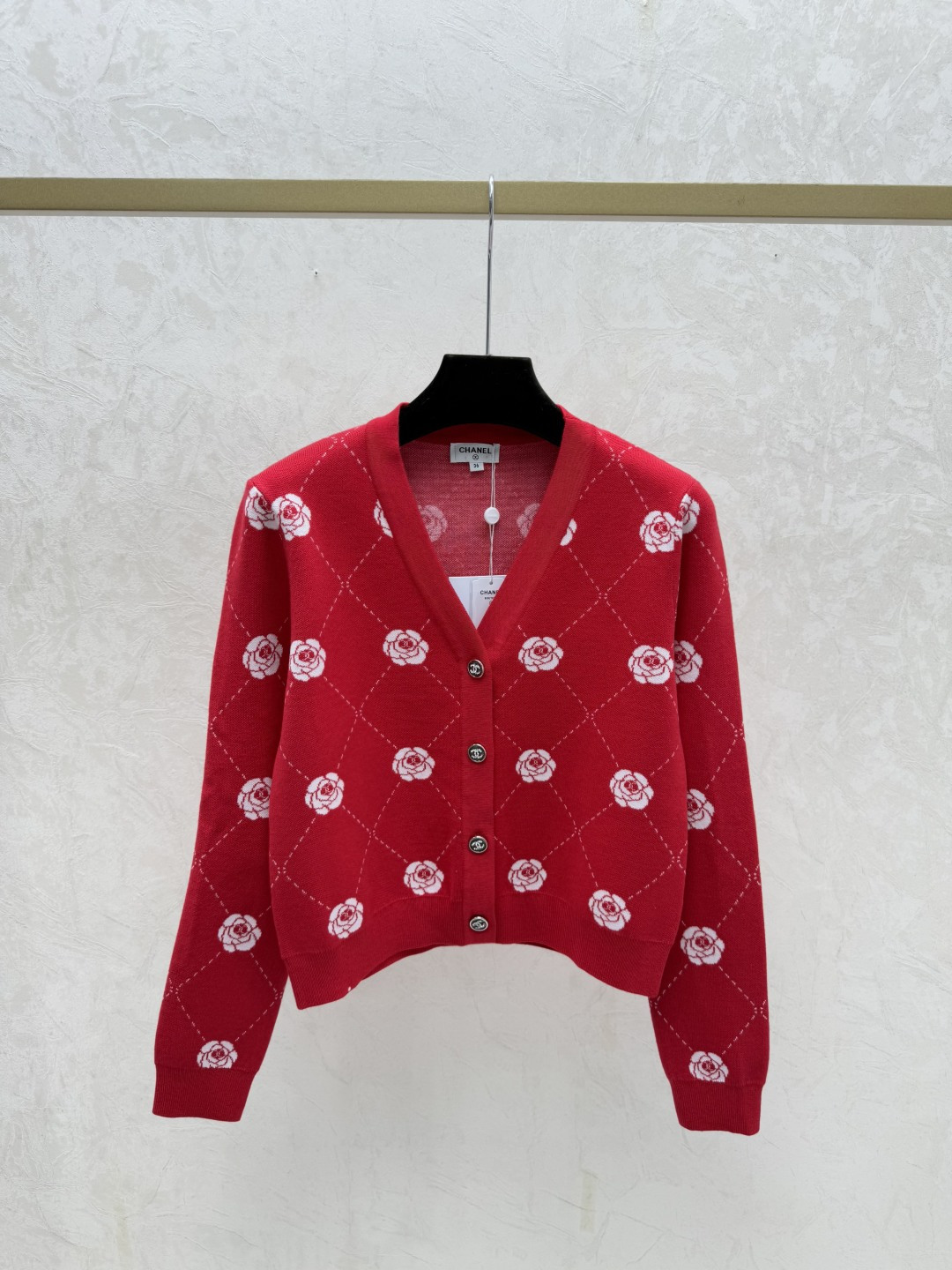 Chrome Hearts CH家 早秋新款 撞色山茶花V领针织长袖开衫