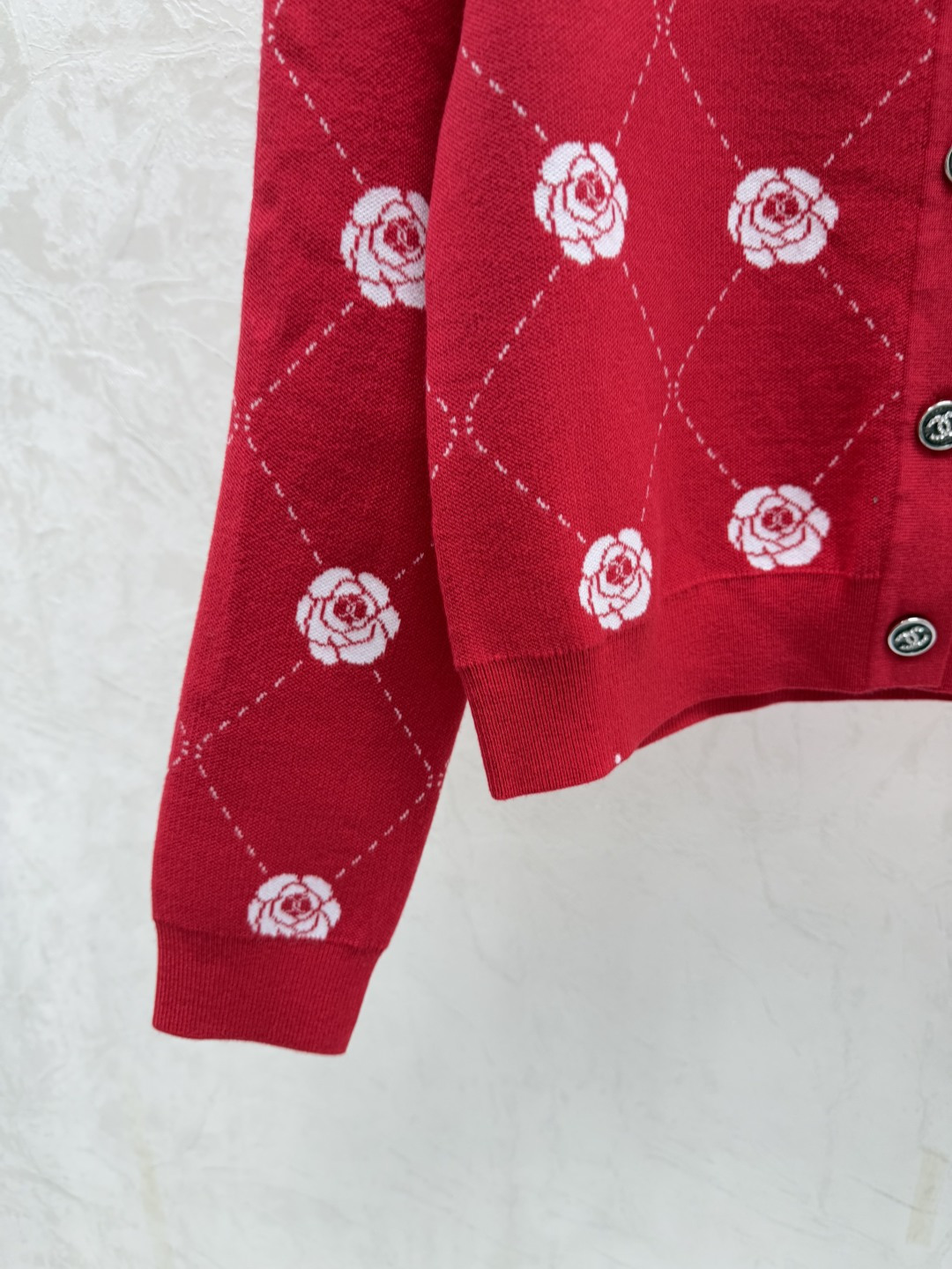 Chrome Hearts CH家 早秋新款 撞色山茶花V领针织长袖开衫