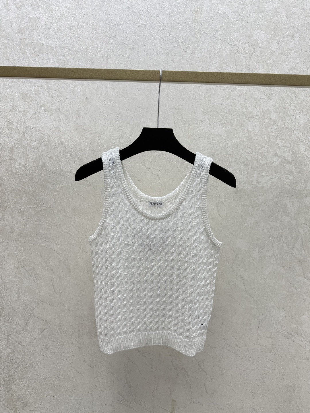 Brunello Cucinelli BC家 早春新款 纯色珠片镂空圆领针织背心
