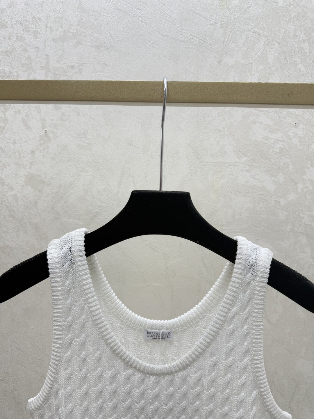 Brunello Cucinelli BC家 早春新款 纯色珠片镂空圆领针织背心