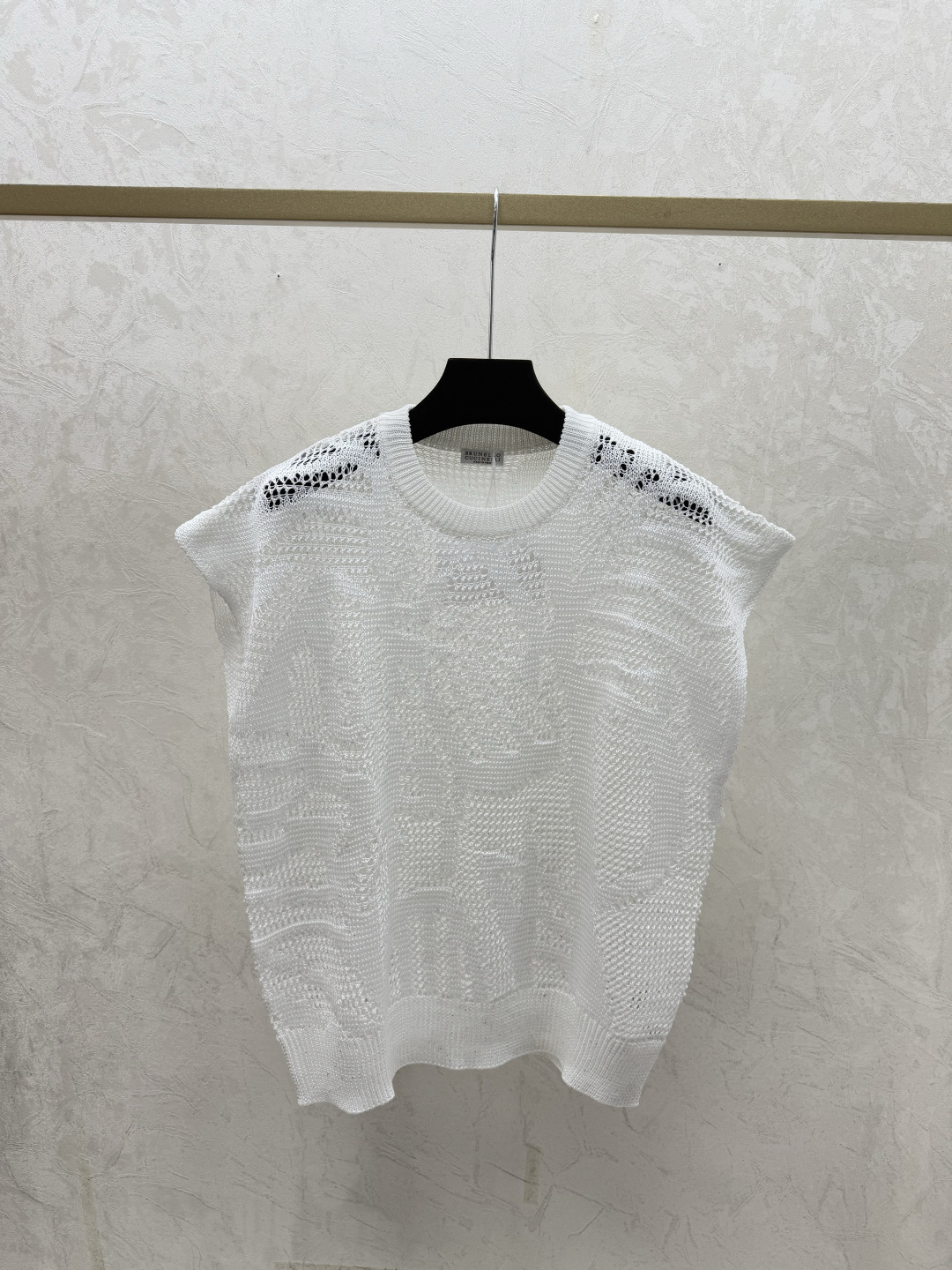 Brunello Cucinelli BC家 早春新款 纯色珠片镂空圆领针织背心