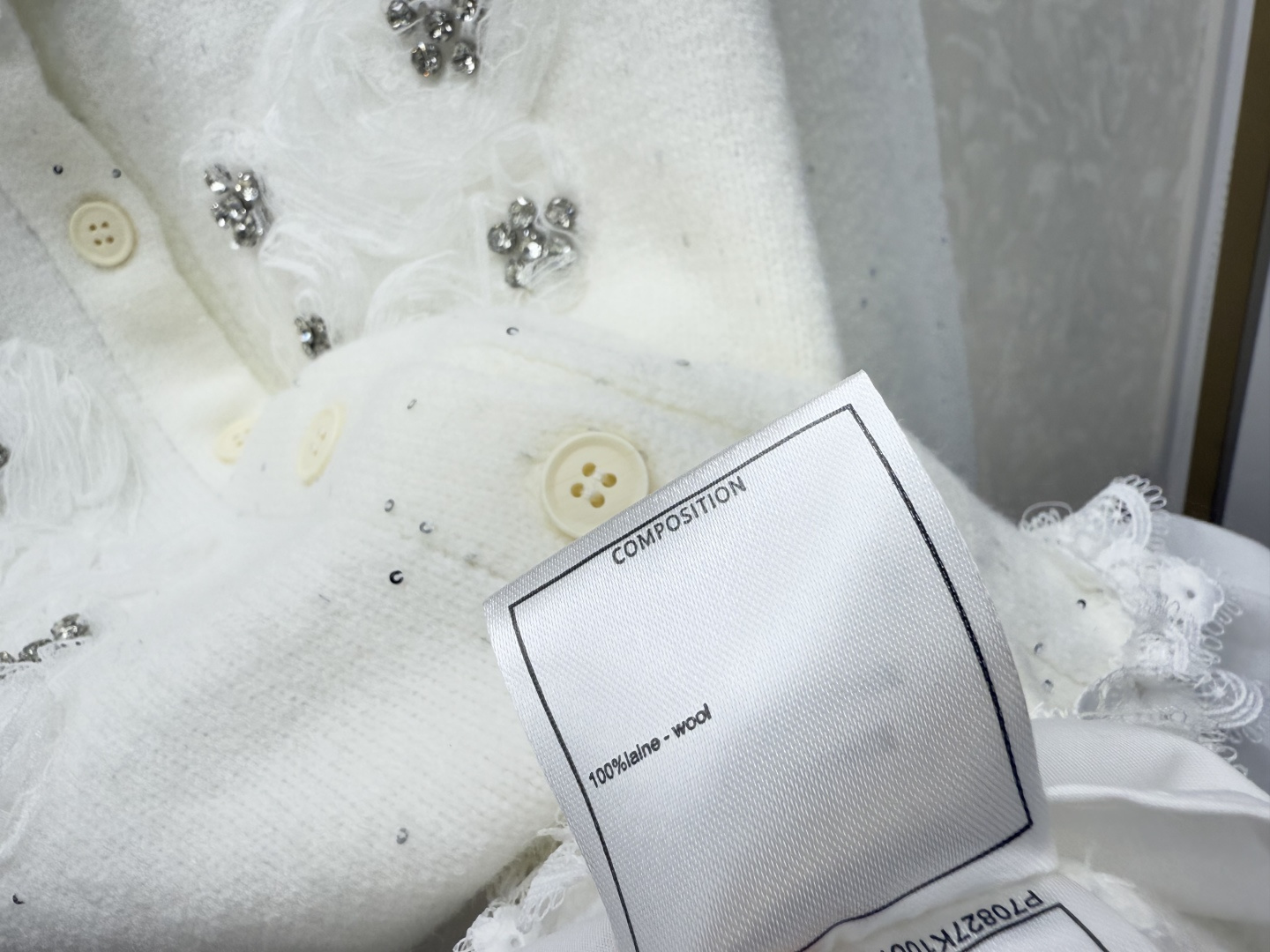 Chrome Hearts CH家 早秋新款 撞色蕾丝花边钉珠圆领针织长袖开衫