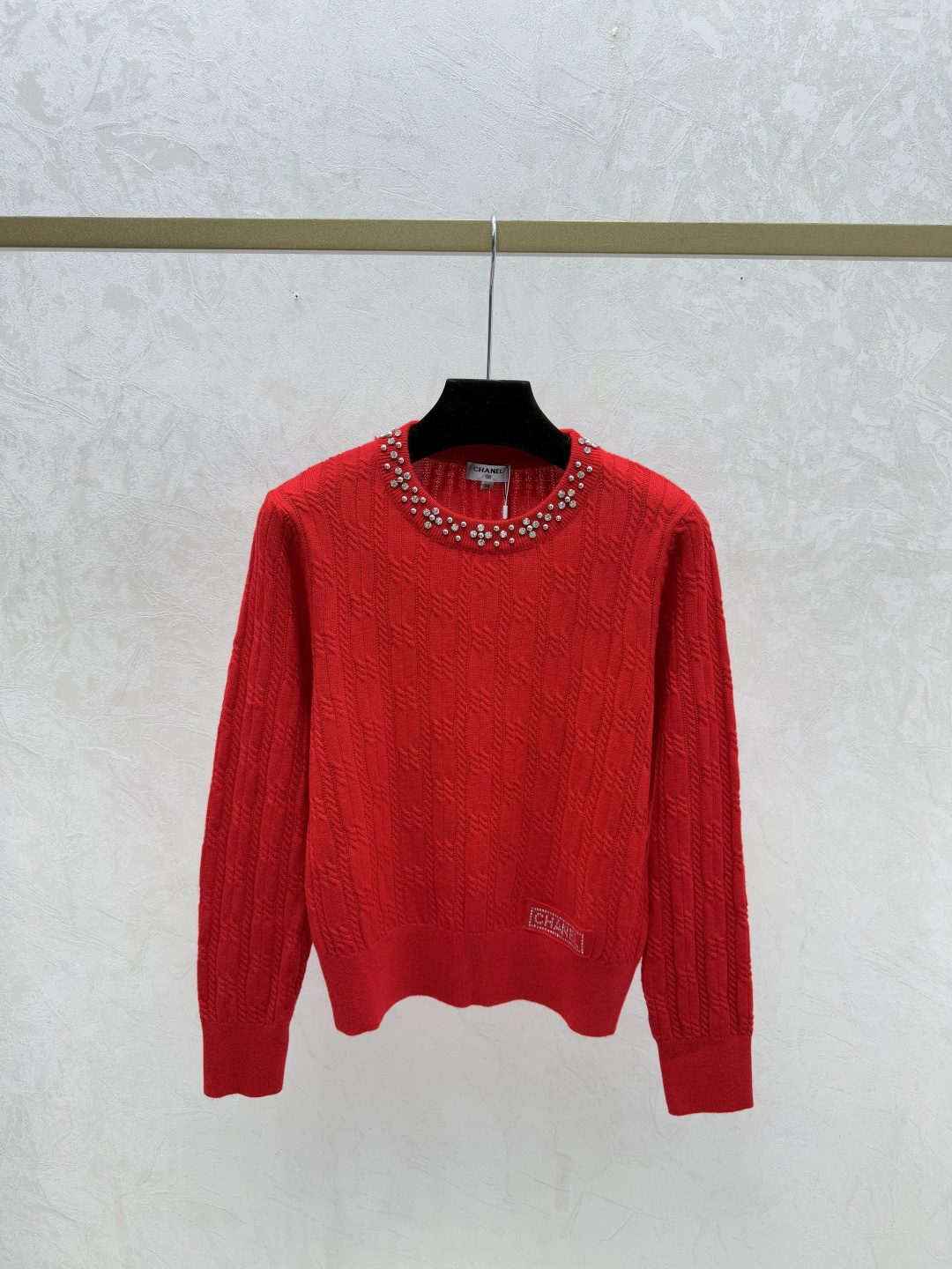 Chrome Hearts CH家 早秋新款 纯色重工钉珠圆领针织长袖