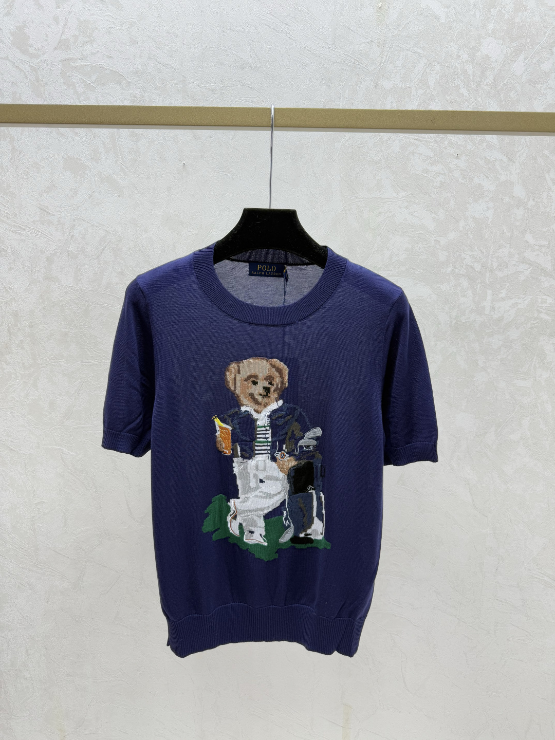 Ralph Lauren PO家 早春新款 撞色小熊圆领针织短袖