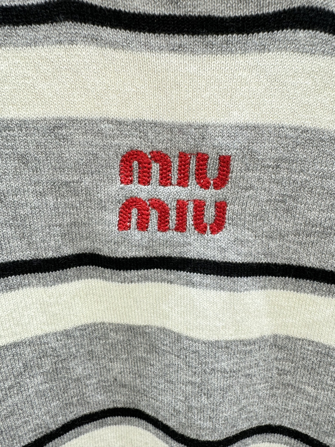 Miu Miu M家 夏季新款 字母条纹针织短袖