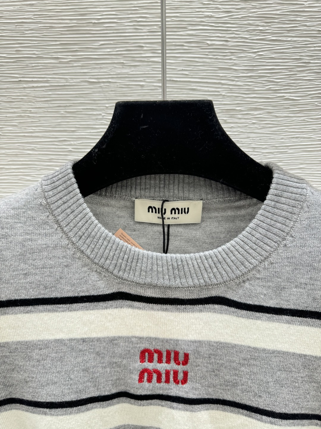 Miu Miu M家 夏季新款 字母条纹针织短袖