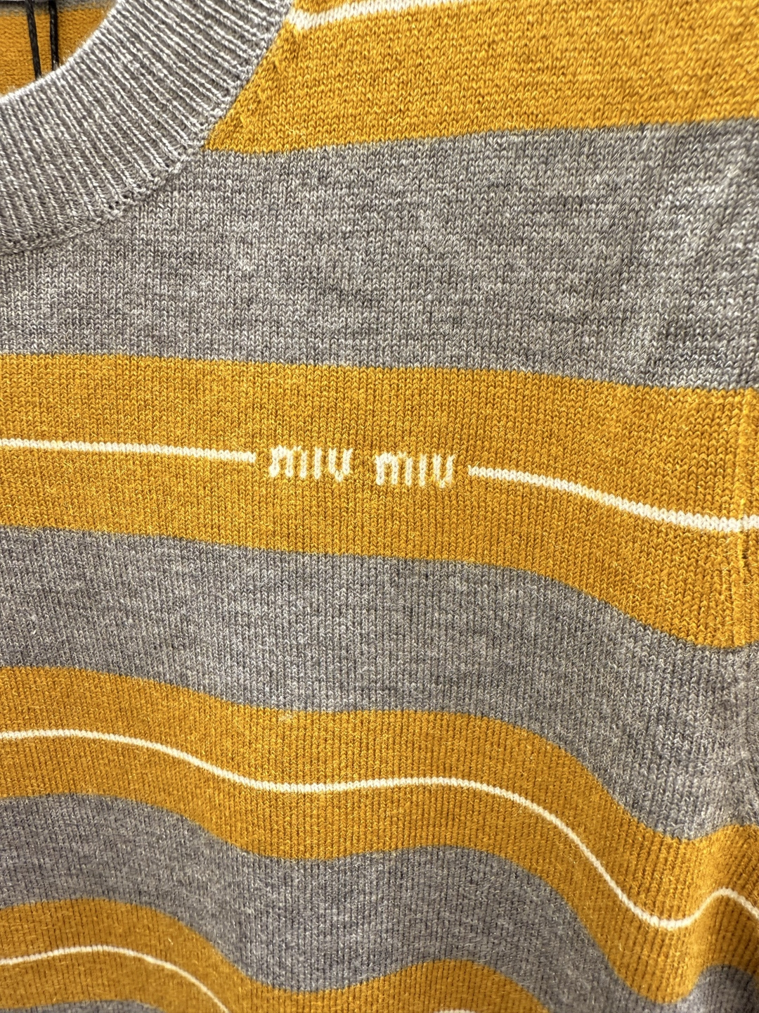 Miu Miu M家 夏季新款 字母条纹针织短袖