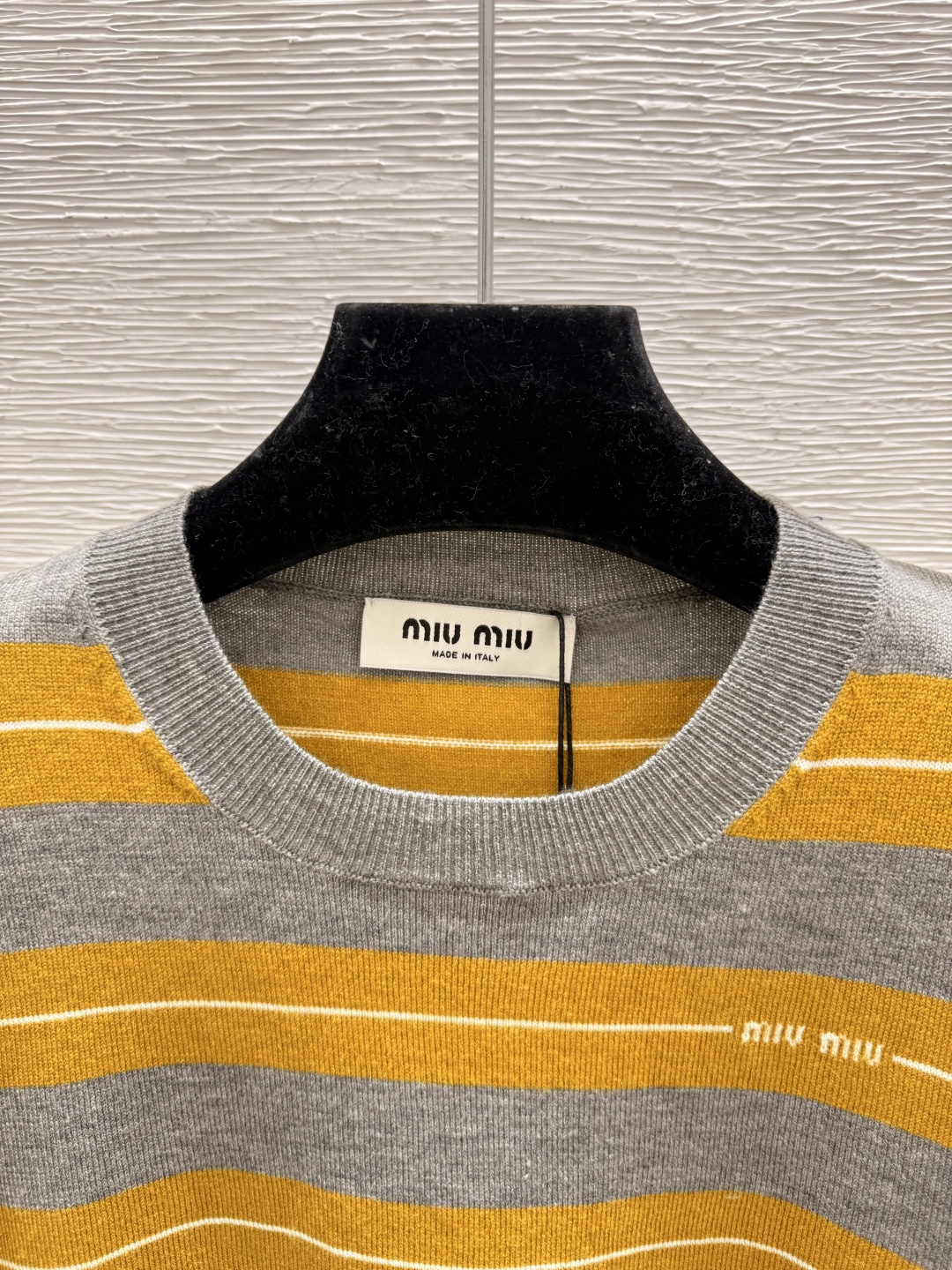 Miu Miu M家 夏季新款 字母条纹针织短袖