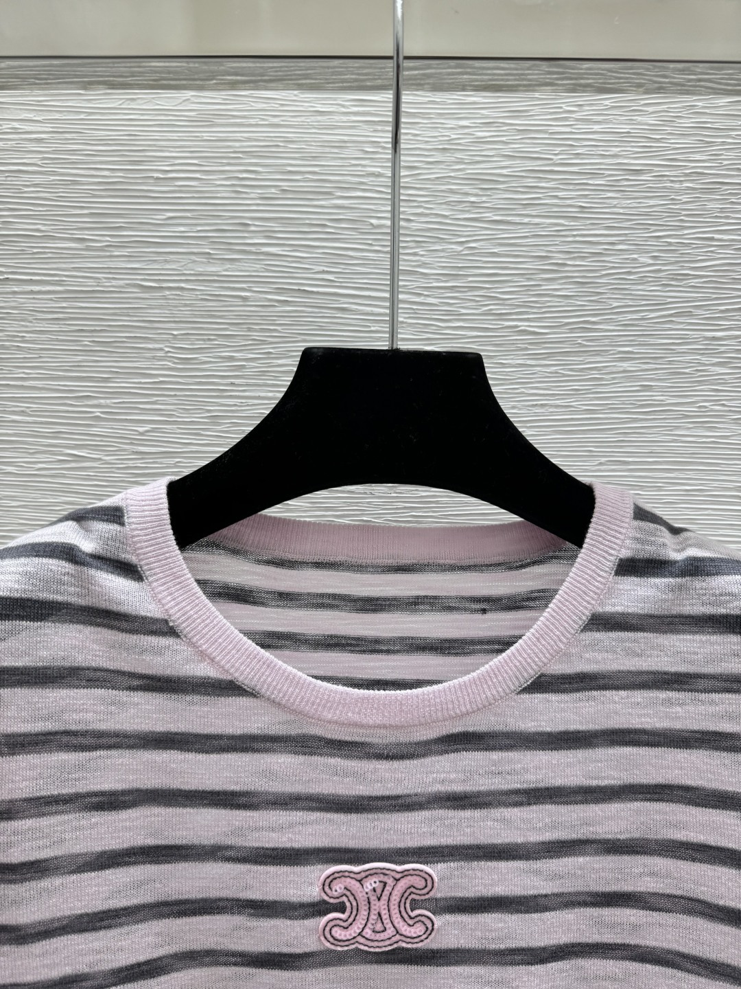 Celine CE家 早春新款 撞色条纹圆领针织短袖