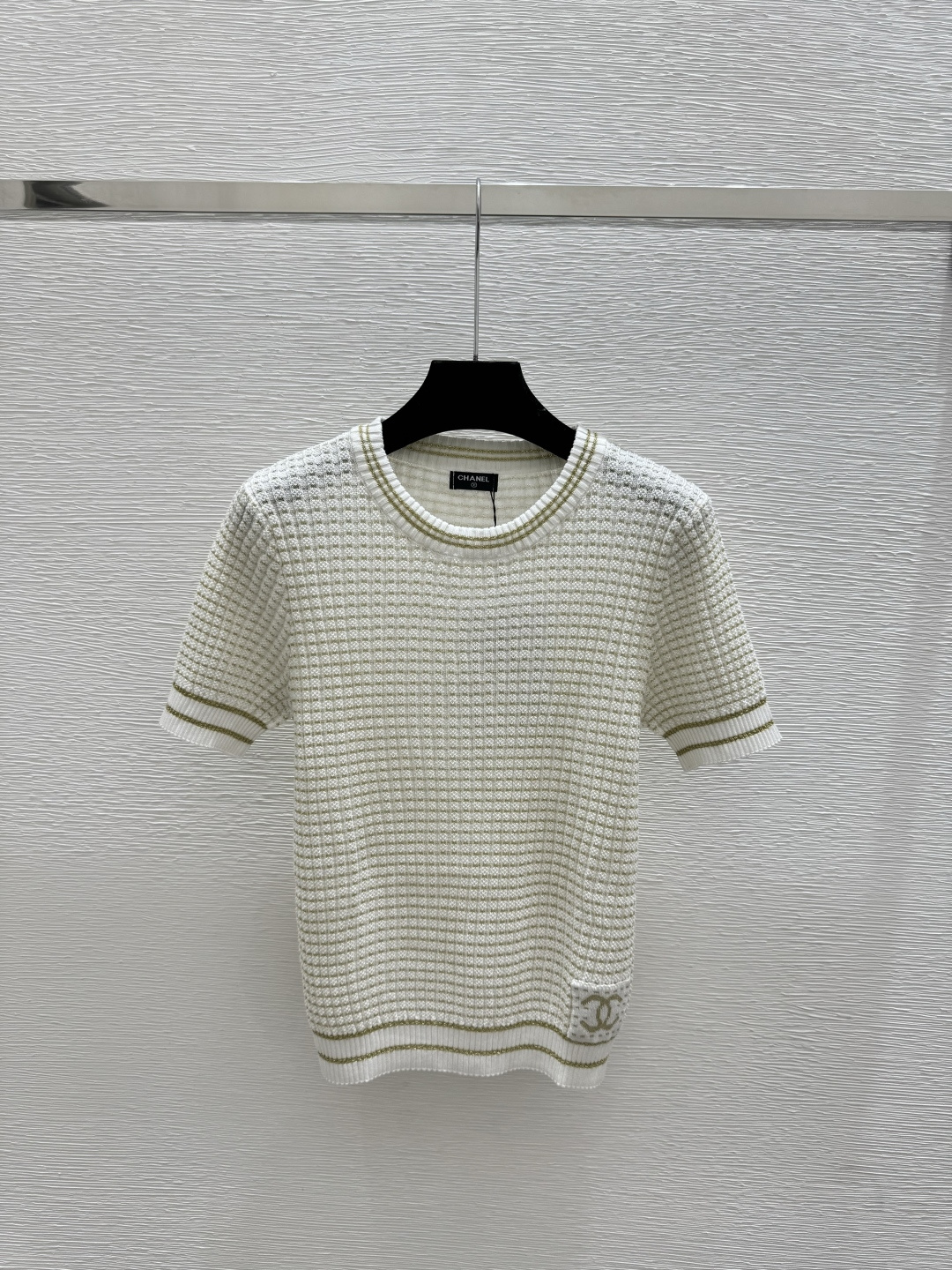 Chrome Hearts CH家 早春新款 撞色金银线镂空圆领针织短袖