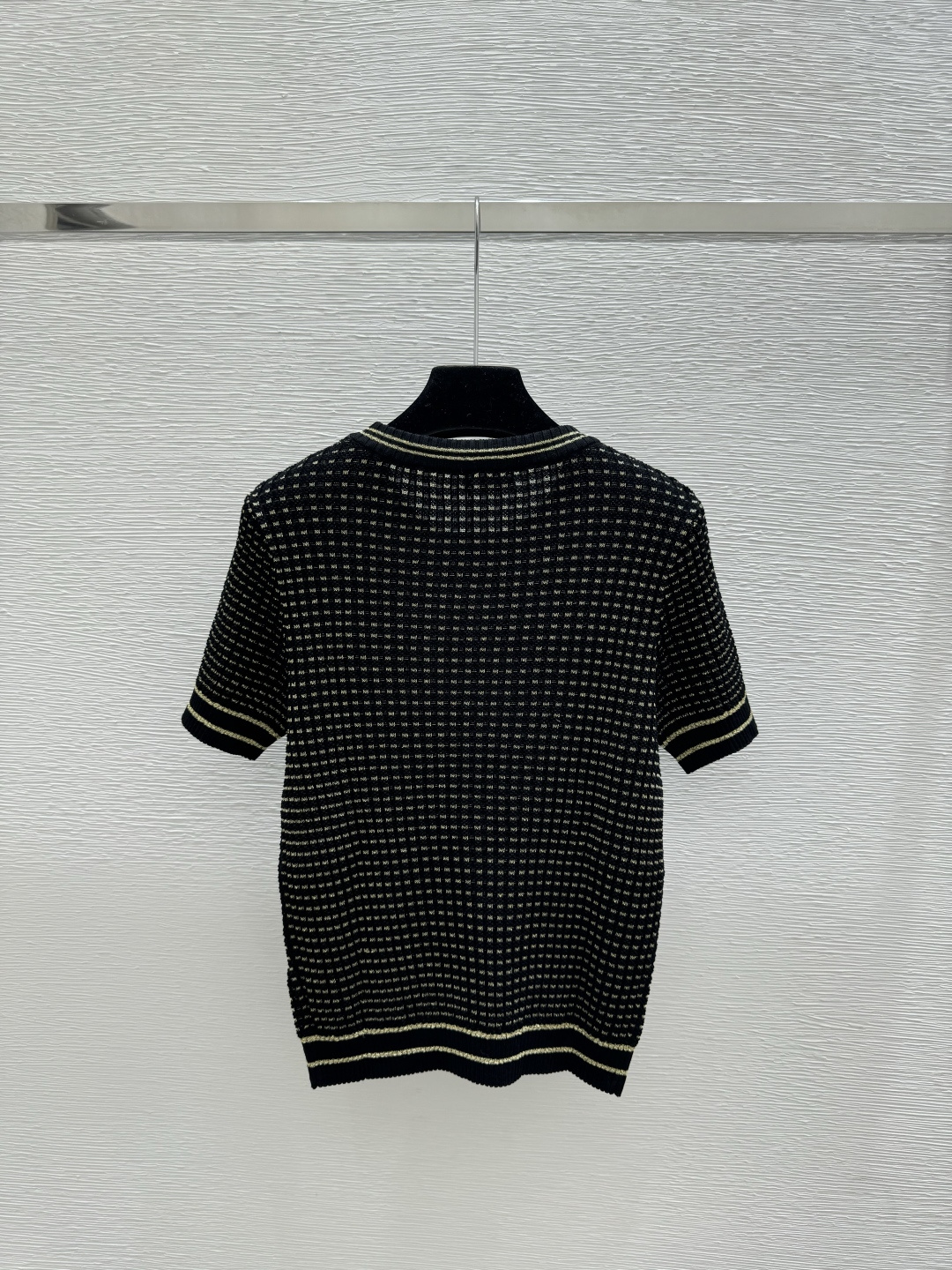 Chrome Hearts CH家 早春新款 撞色金银线镂空圆领针织短袖