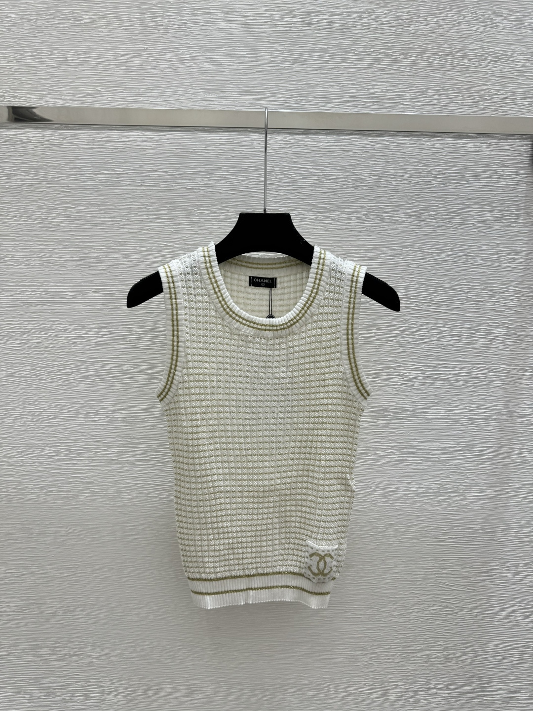 Chrome Hearts CH家 早春新款 撞色金银线镂空圆领针织背心