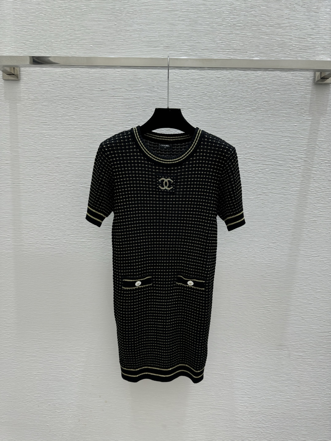 Chrome Hearts CH家 早春新款 撞色金银线圆领针织短袖裙