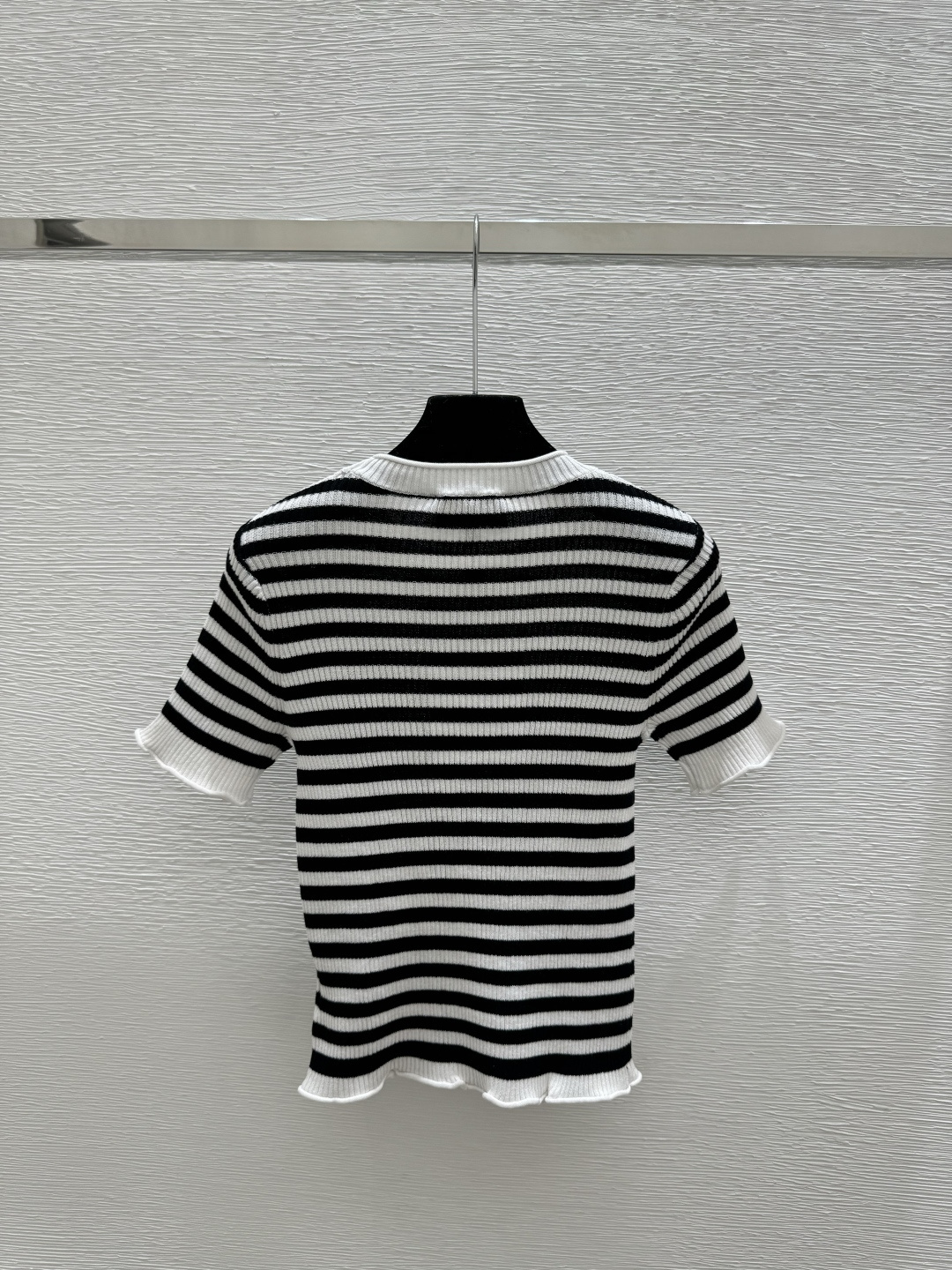 Chrome Hearts CH家 早春新款 撞色条纹花边圆领针织短袖