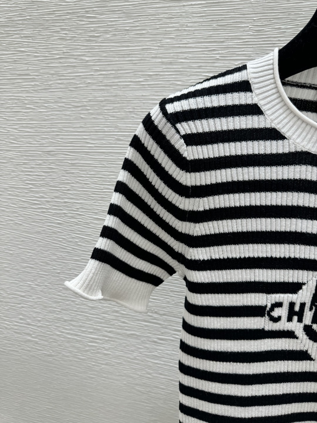 Chrome Hearts CH家 早春新款 撞色条纹花边圆领针织短袖