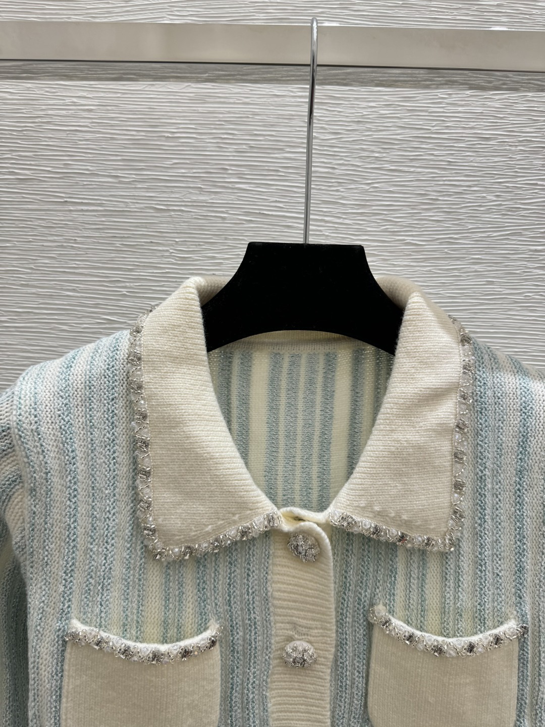 Chrome Hearts CH家 早春新款 撞色钉珠翻领针织长袖开衫