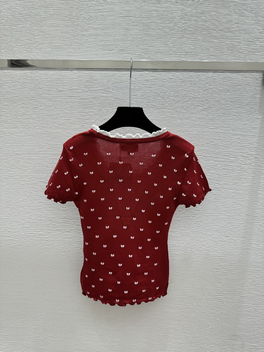 Chrome Hearts CH家 早春新款 撞色蝴蝶结花边圆领针织短袖