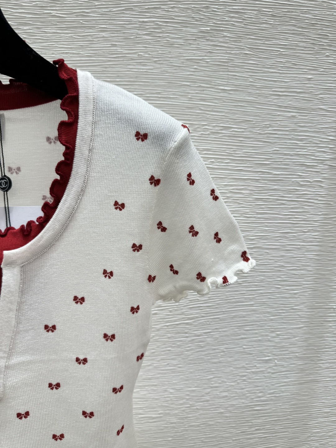Chrome Hearts CH家 早春新款 撞色蝴蝶结花边圆领针织短袖