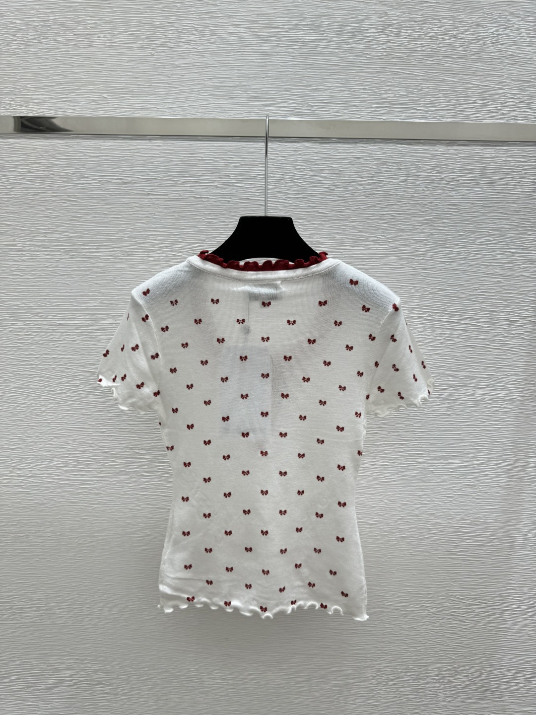 Chrome Hearts CH家 早春新款 撞色蝴蝶结花边圆领针织短袖