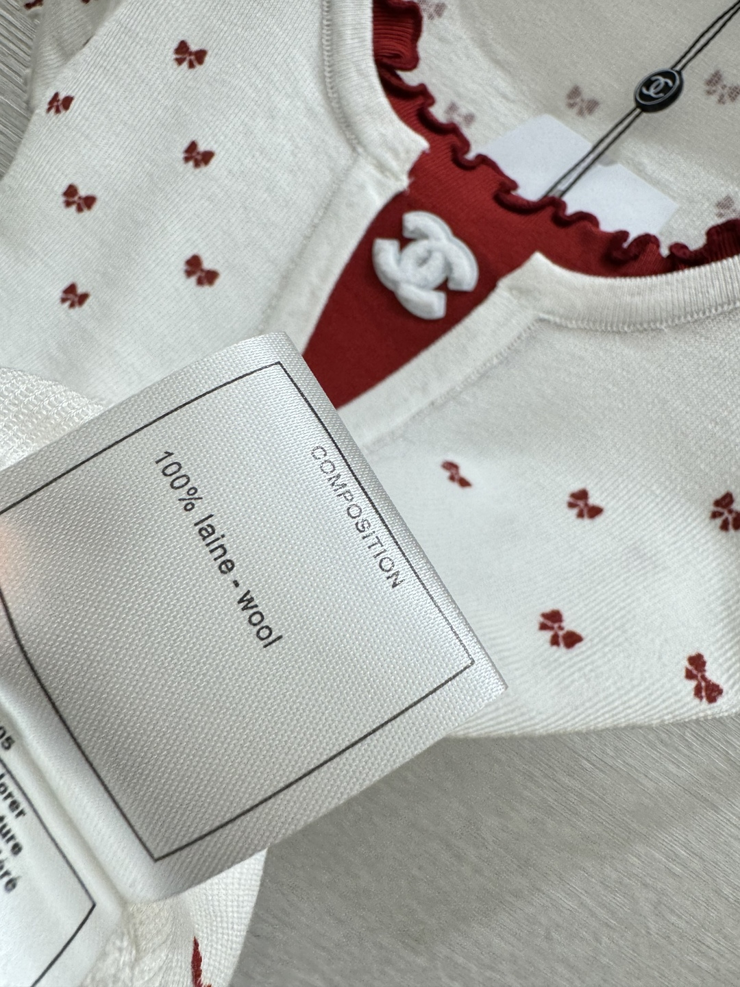 Chrome Hearts CH家 早春新款 撞色蝴蝶结花边圆领针织短袖
